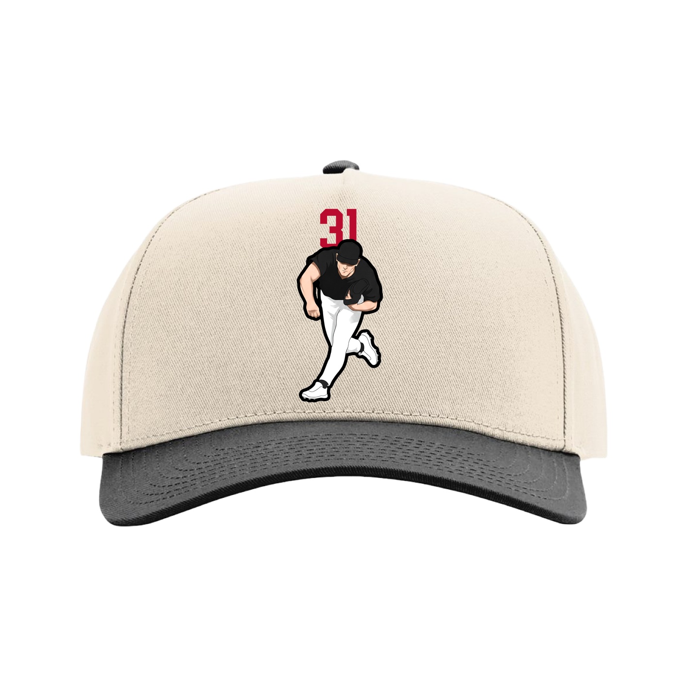 Full Fabric Five-Panel Champ Cap — Number Top in Cream/Black