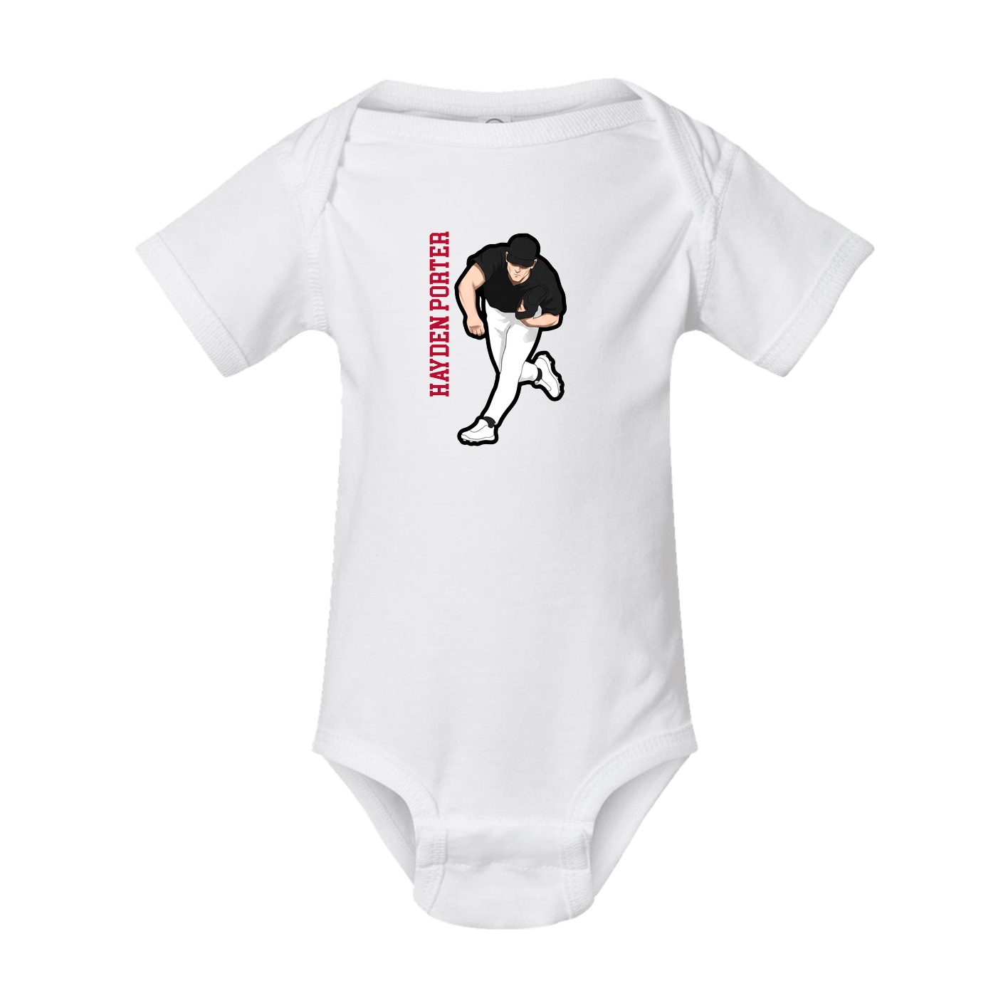 Baby Onesie — Name Vertical in White