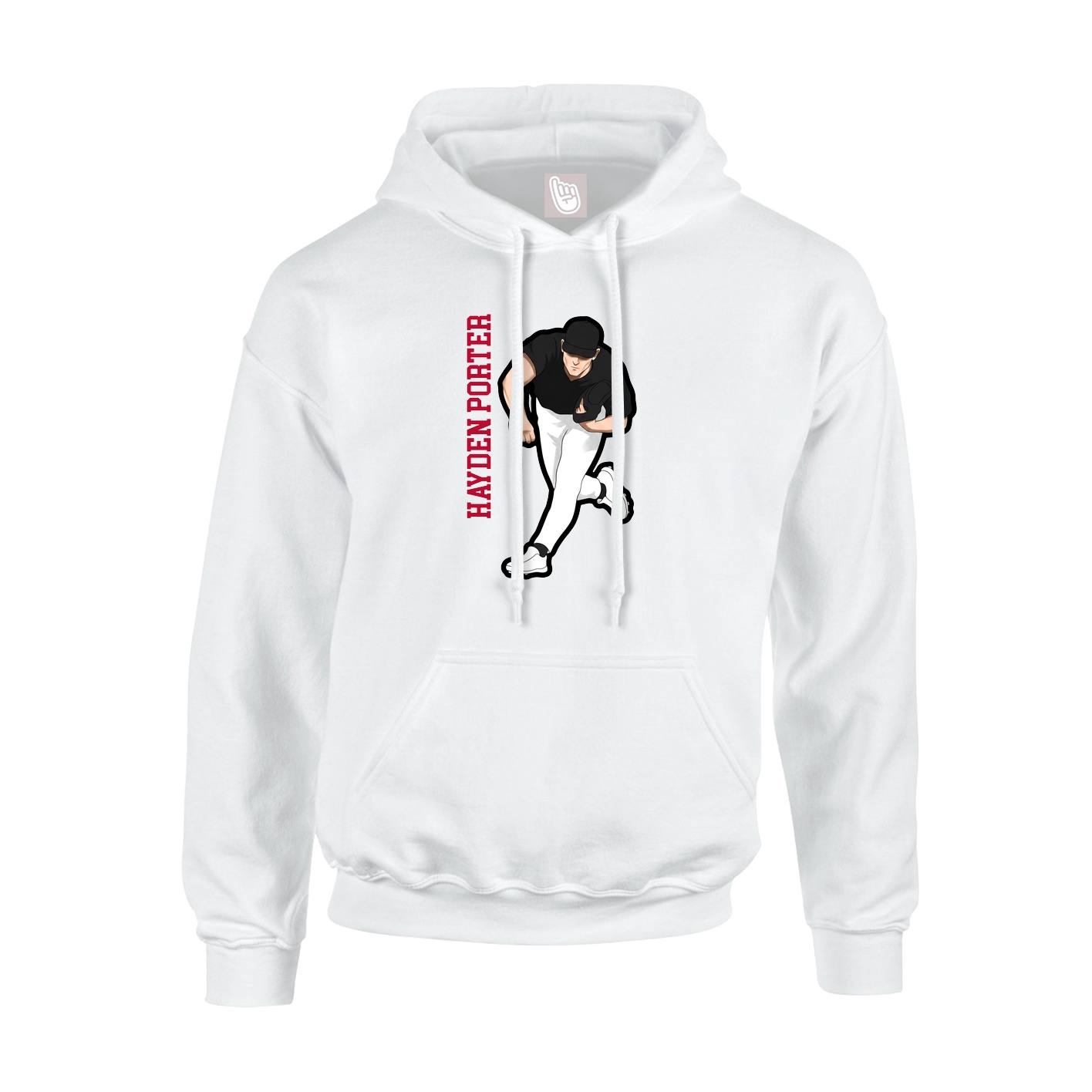 Youth Hoodie — Name Vertical in White
