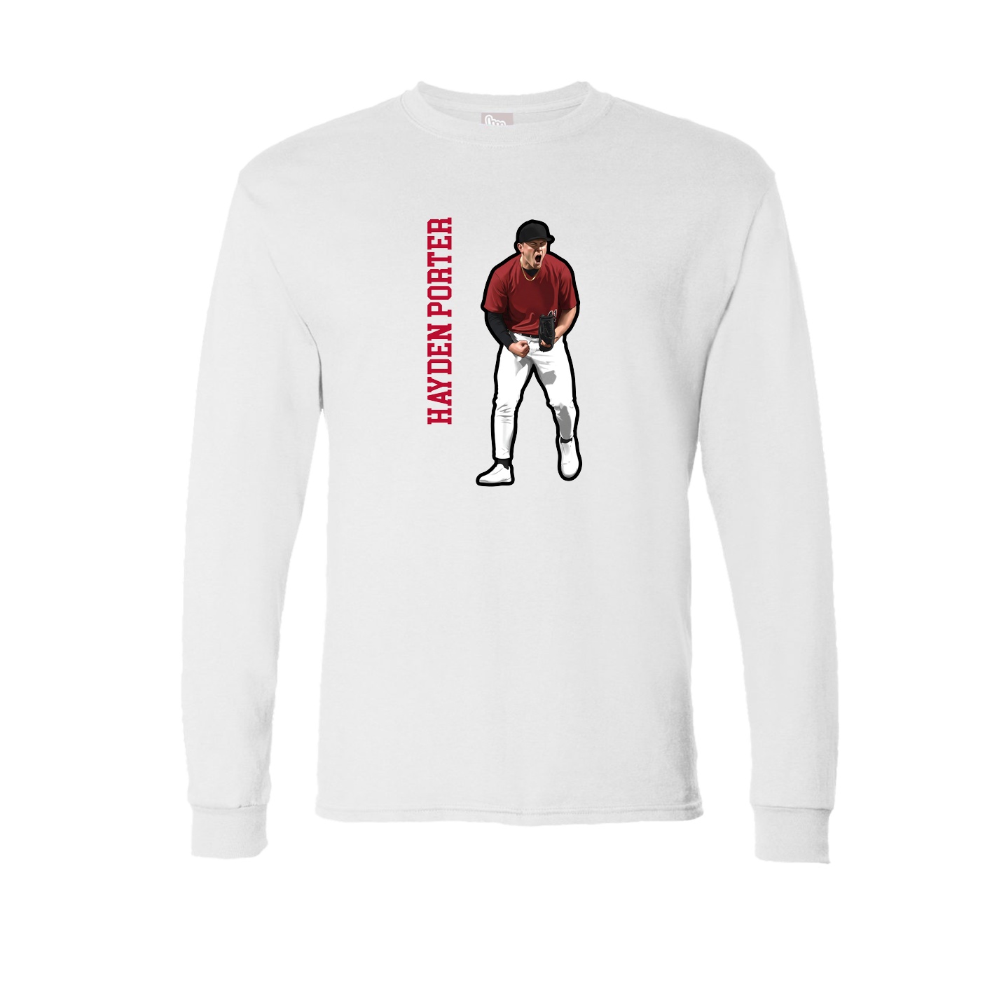 Long Sleeve Tee — Name Vertical in White