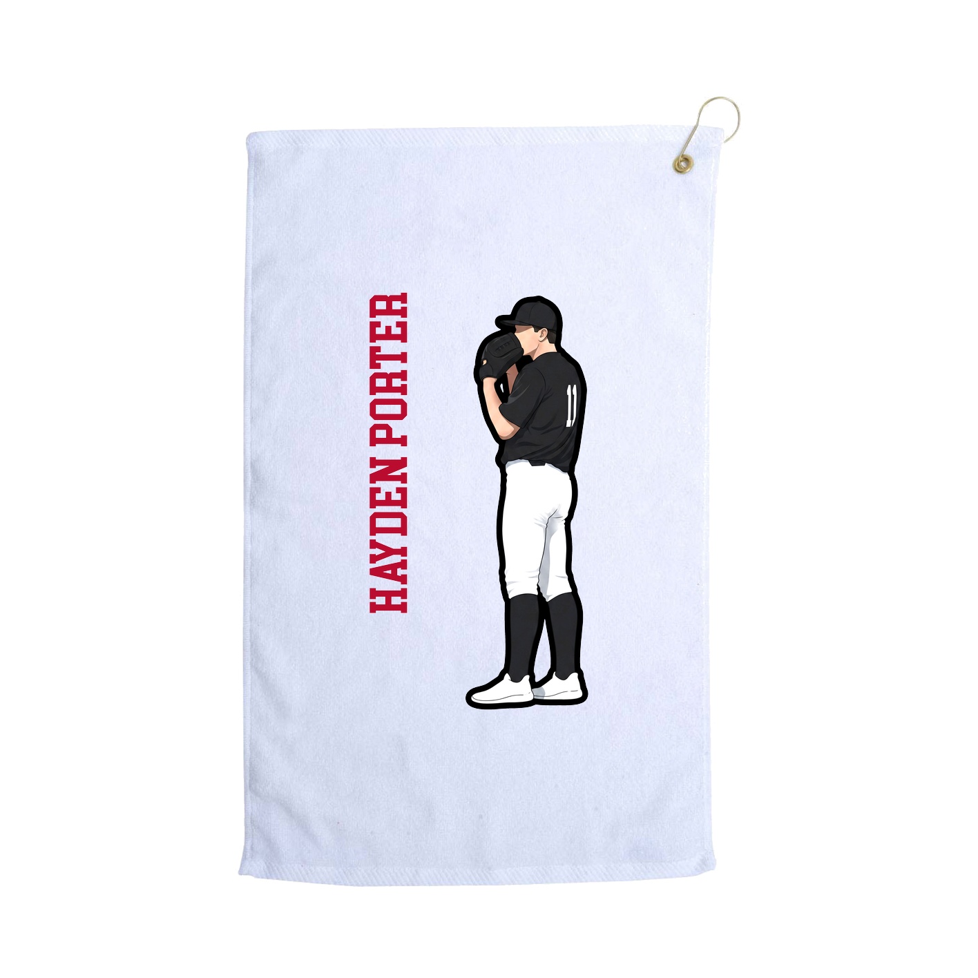 Golf Towel — Name Vertical in White