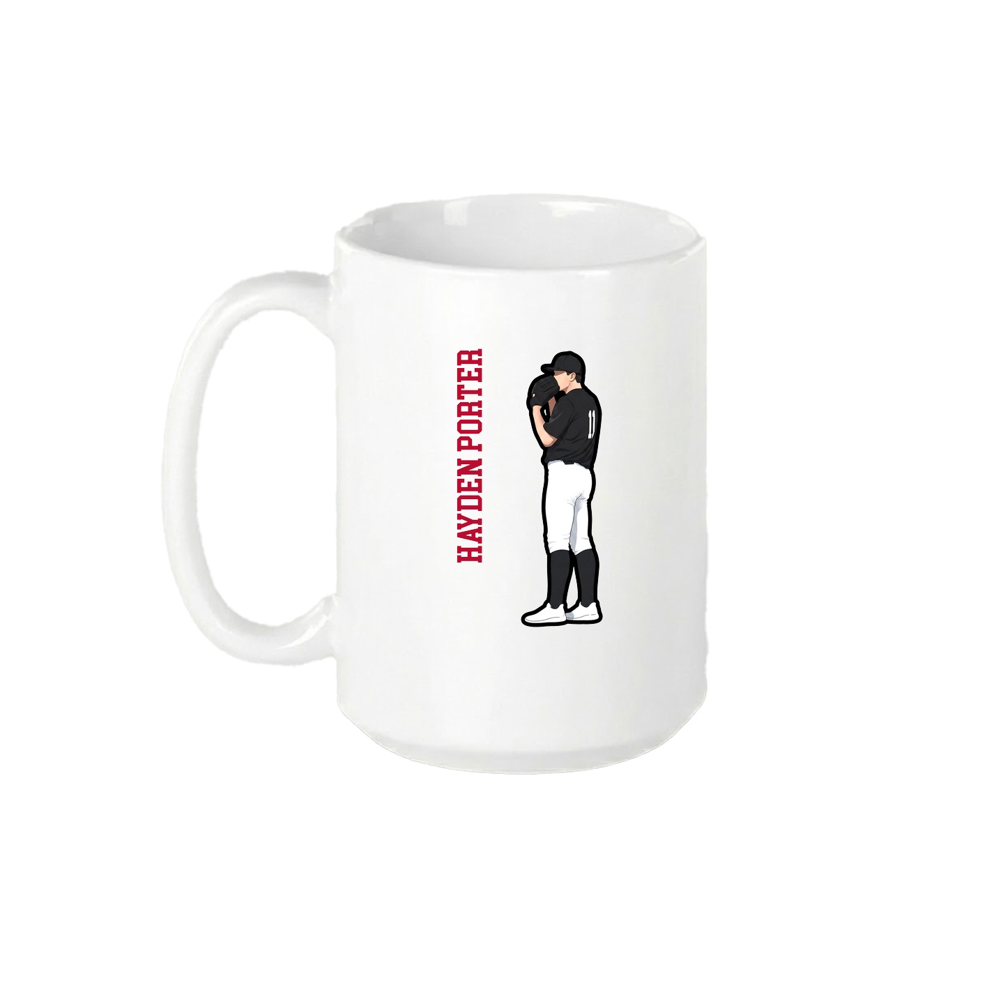 15oz Coffee Mug — Name Vertical in White