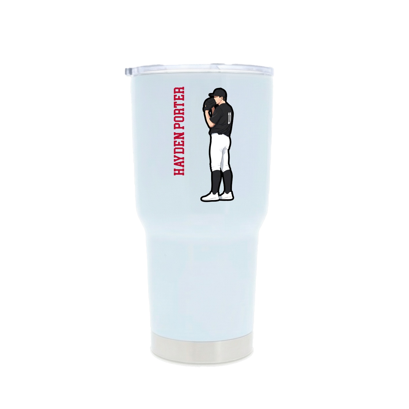 30oz Stainless Steel Tumbler — Name Vertical in White