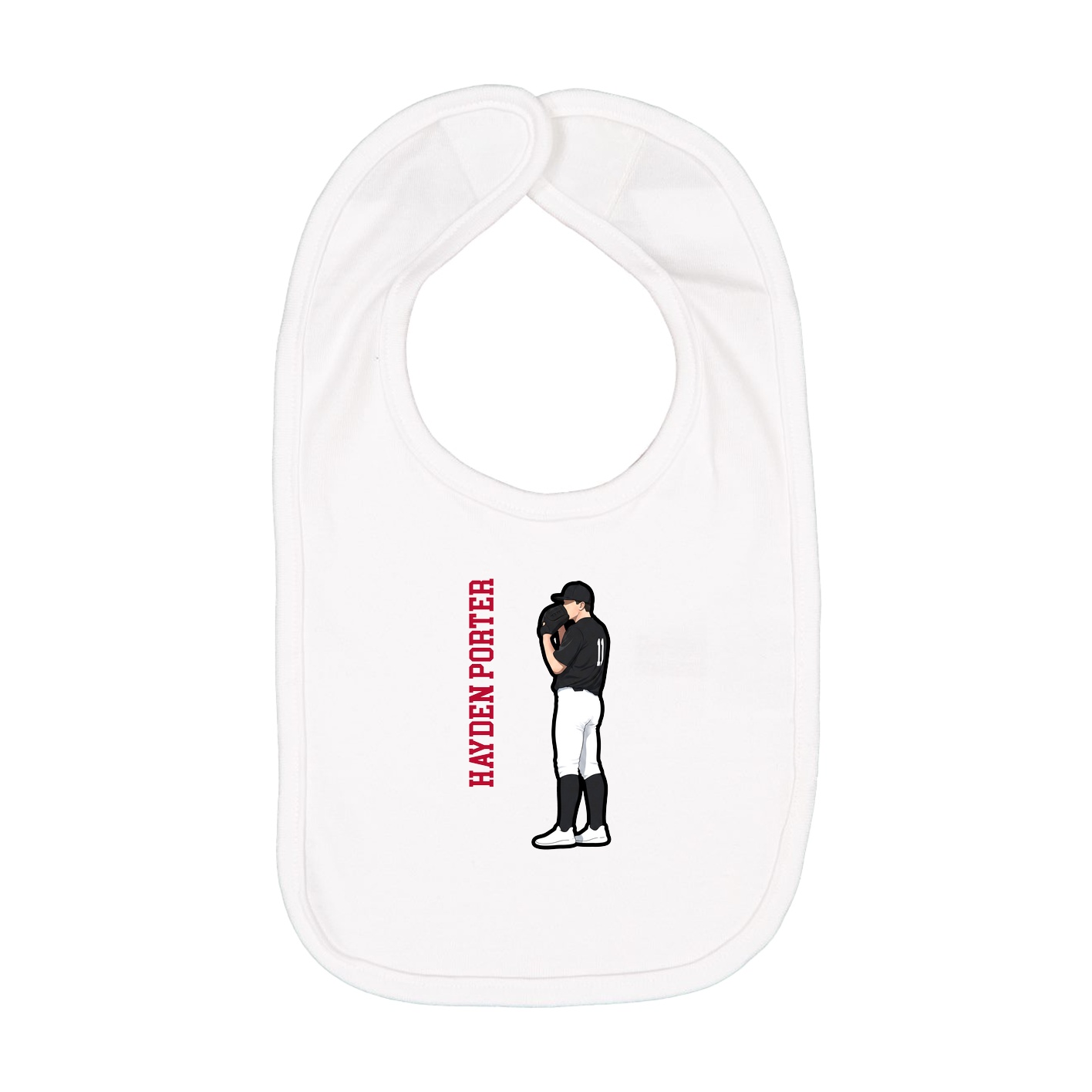Infant Bib — Name Vertical in White