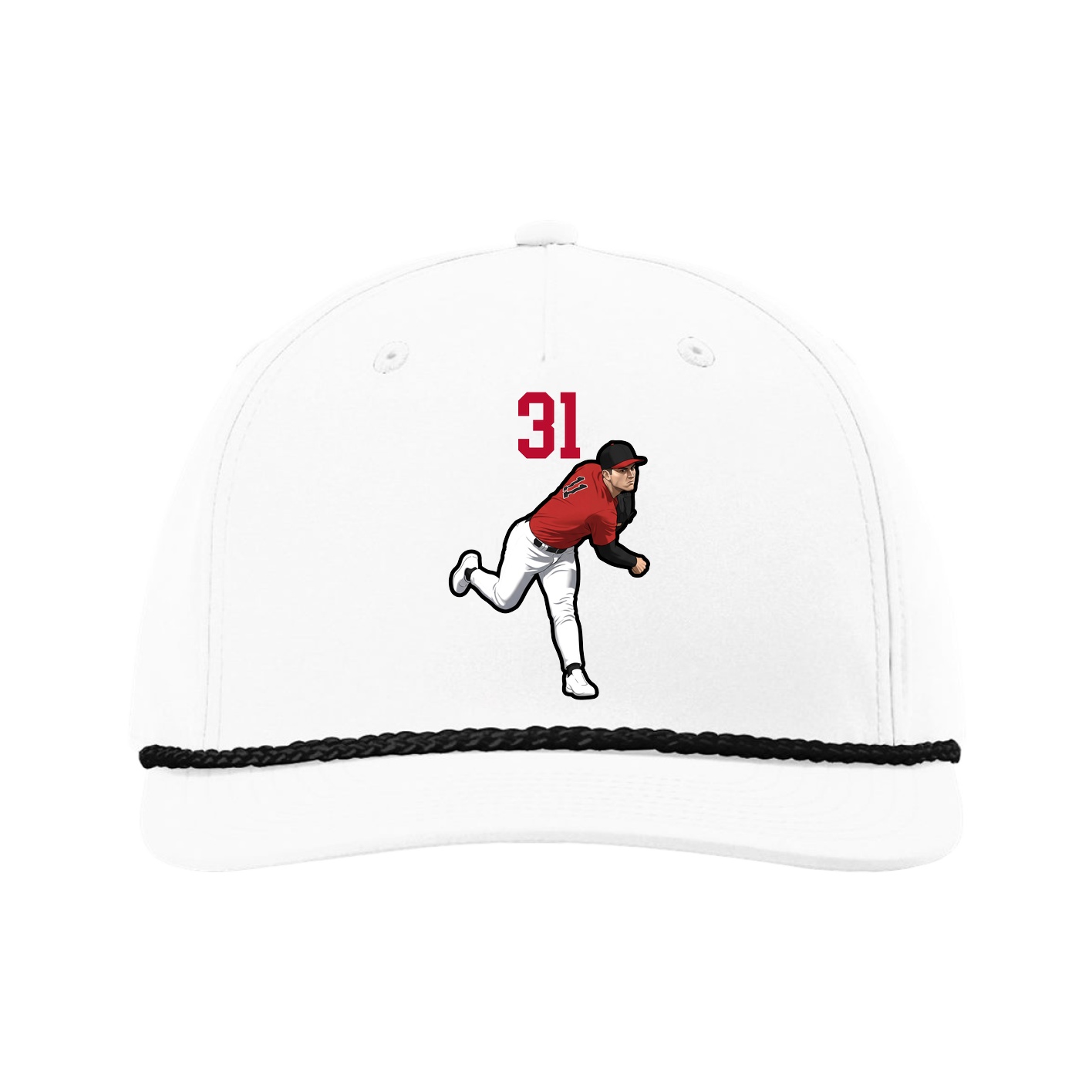 Five-Panel Classic Rope Cap — Number Top in White
