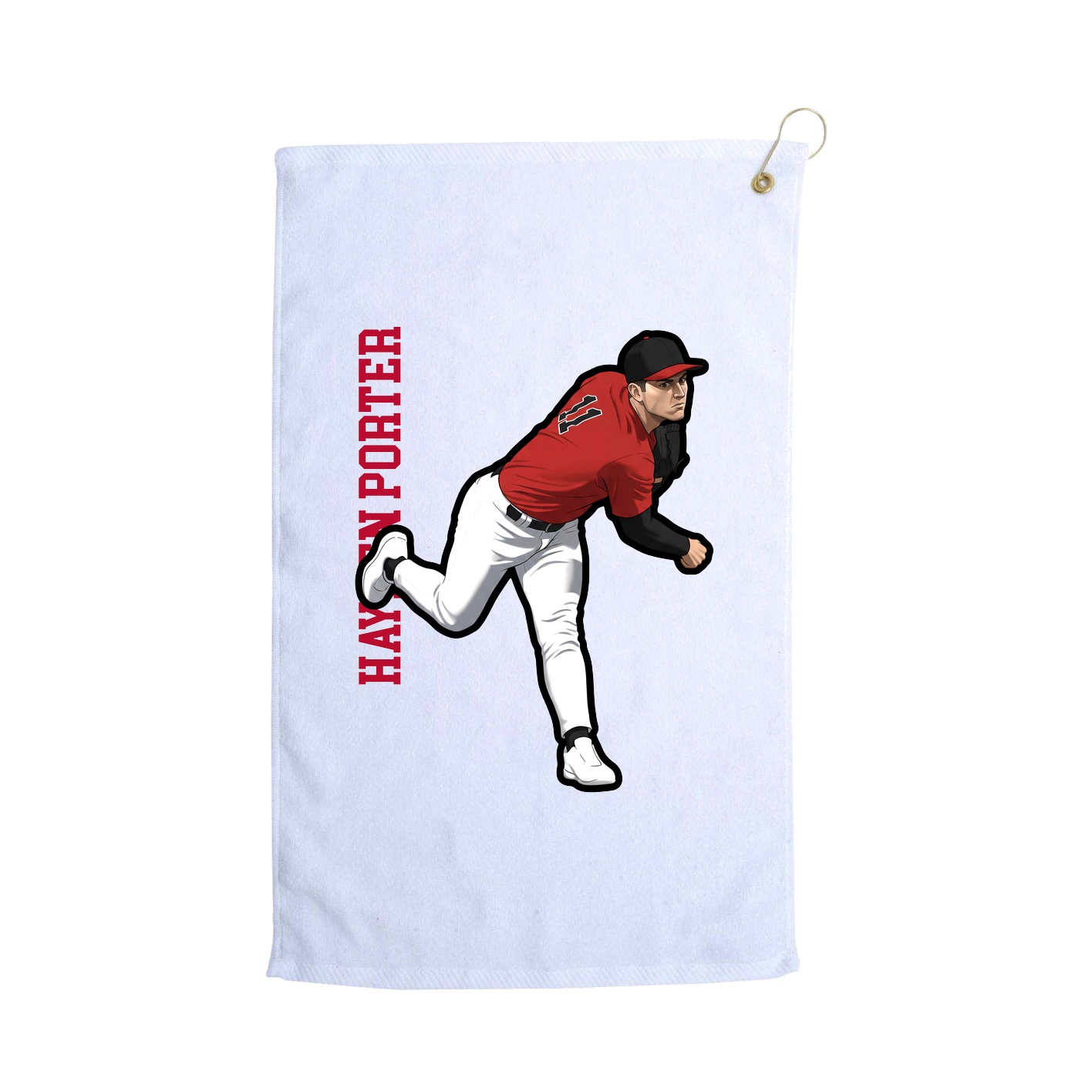 Golf Towel — Name Vertical in White