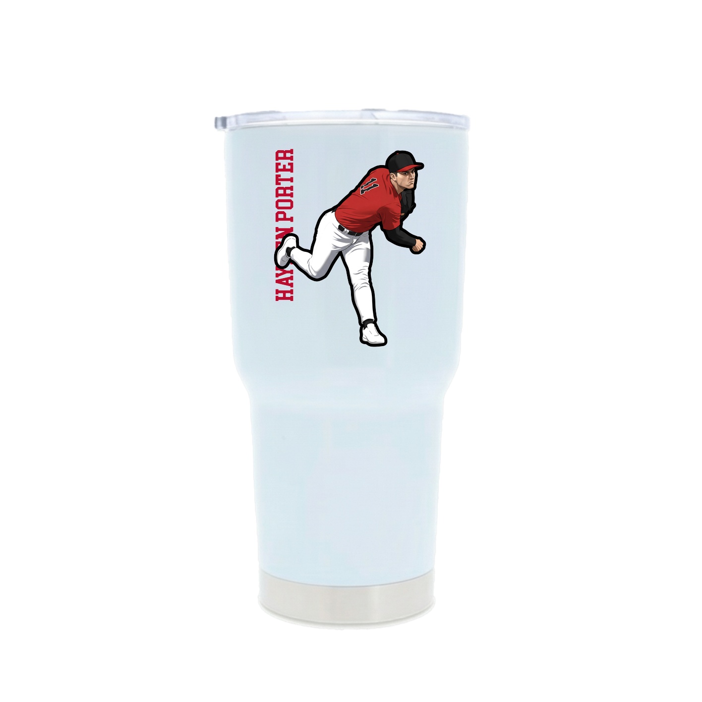 30oz Stainless Steel Tumbler — Name Vertical in White