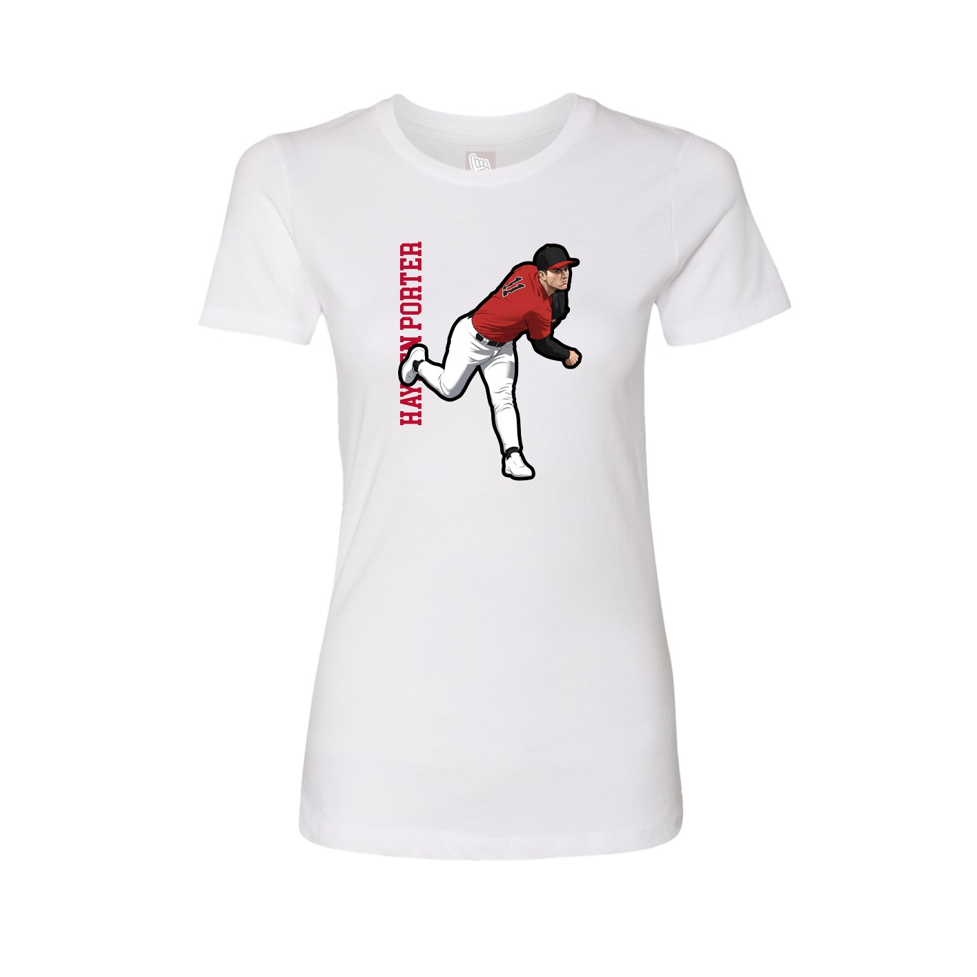 Womens Tee — Name Vertical in White