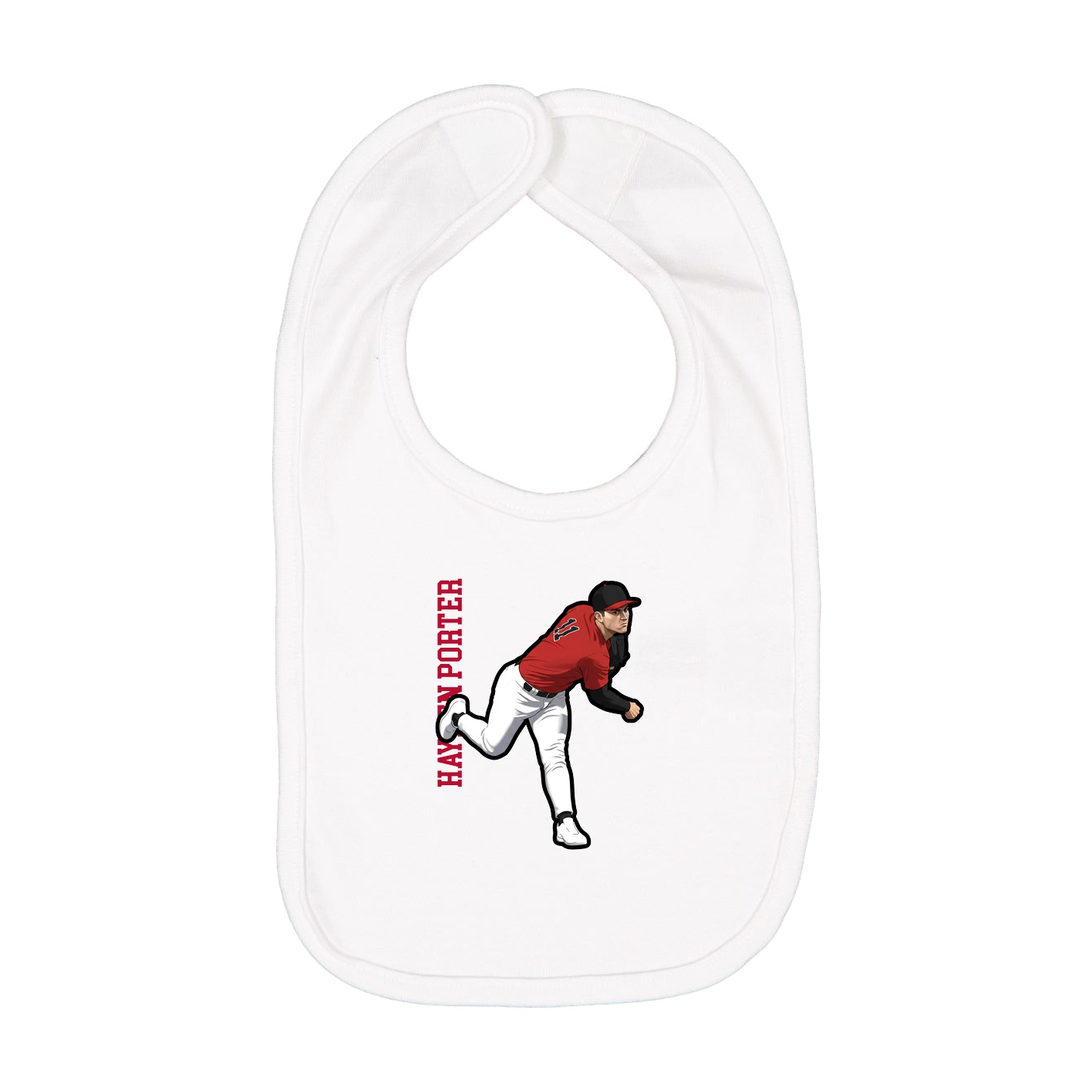 Infant Bib — Name Vertical in White