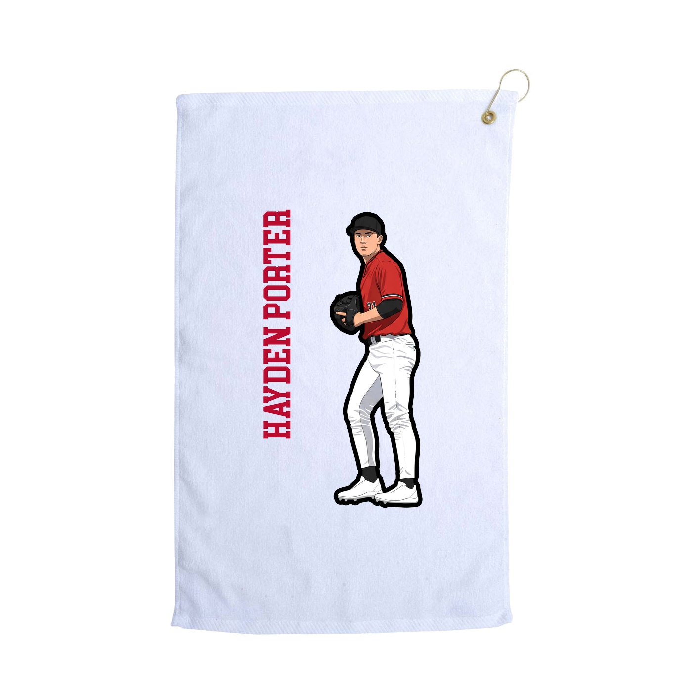Golf Towel — Name Vertical in White