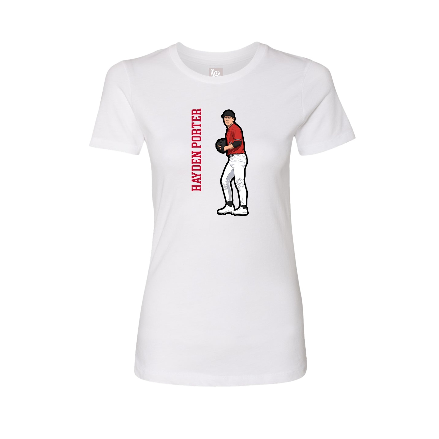 Womens Tee — Name Vertical in White