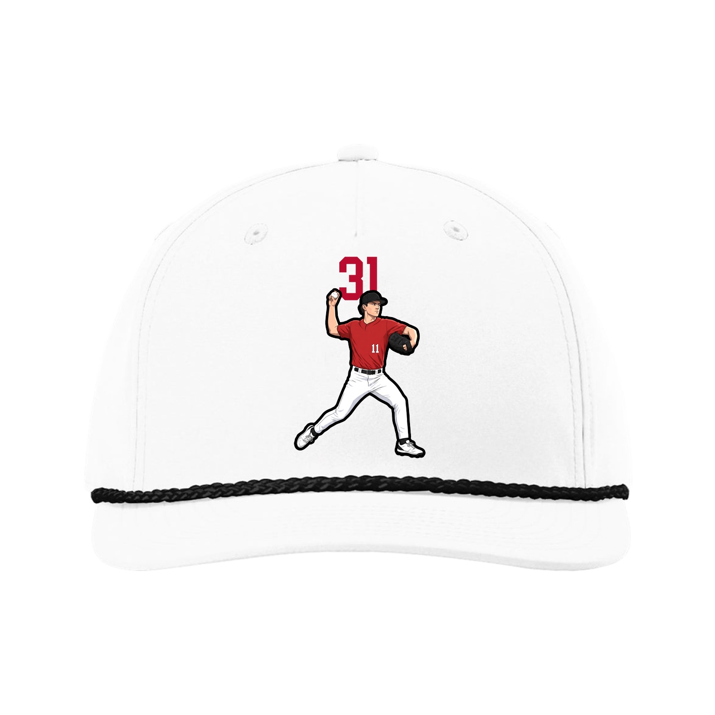 Five-Panel Classic Rope Cap — Number Top in White