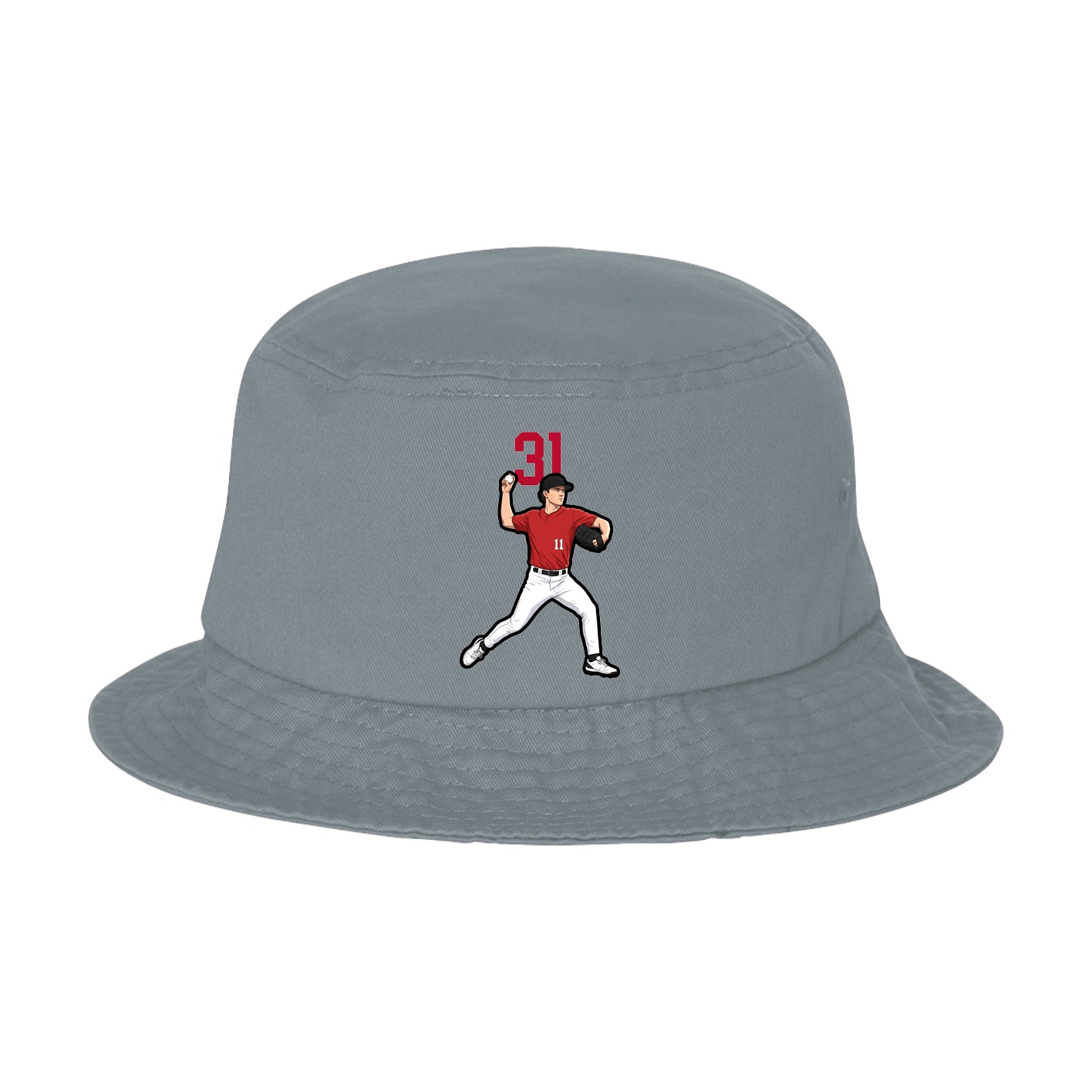 Bucket Cap — Number Top in Grey