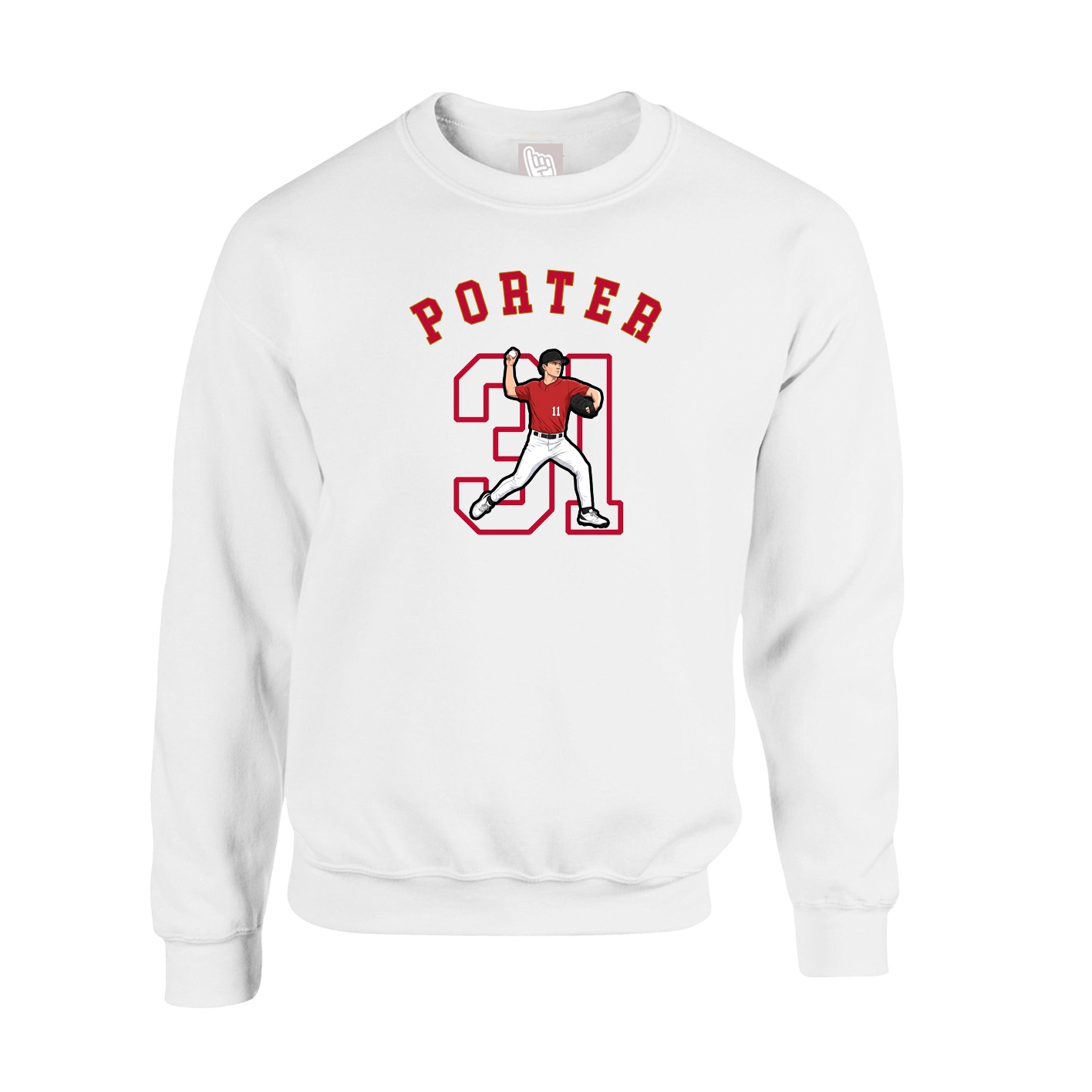 Fleece Crew — Shirsey Arch in White