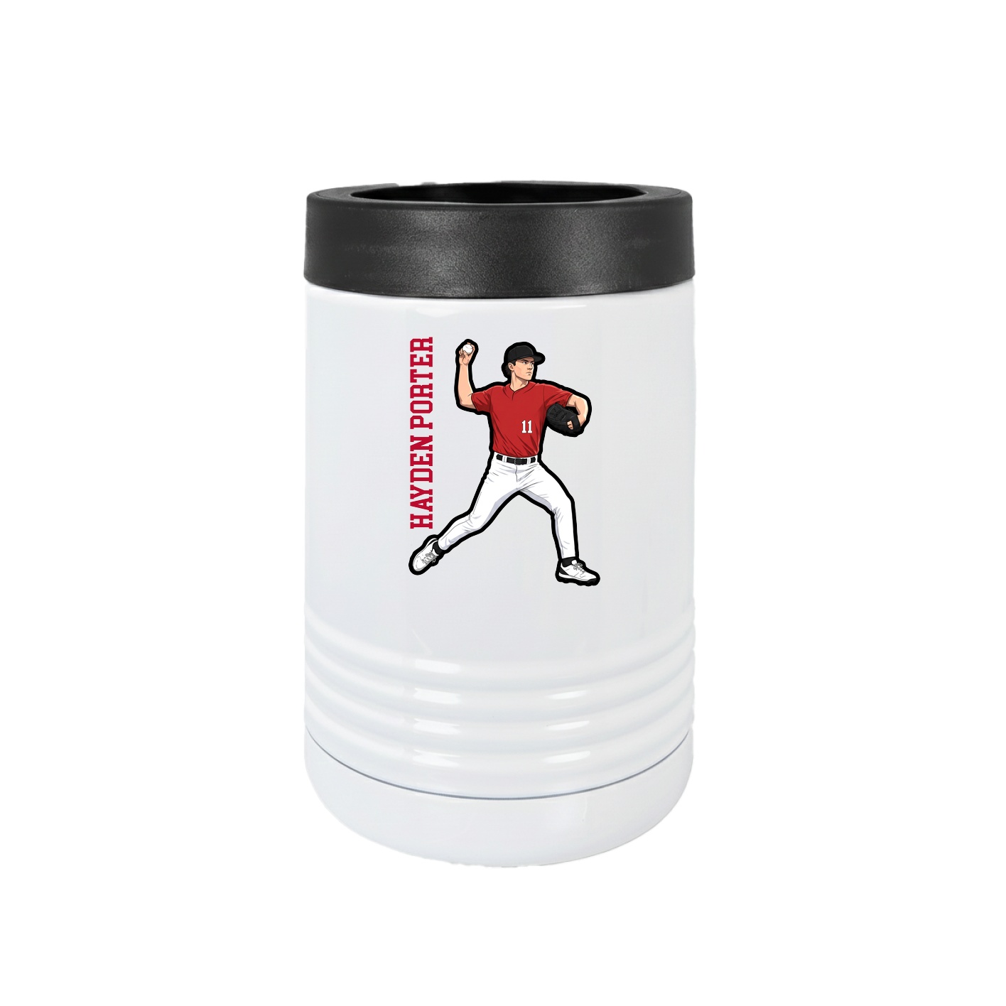 Beverage Holder — Name Vertical in White