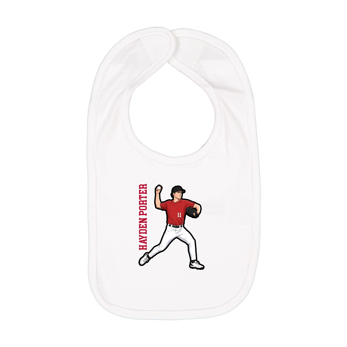 Infant Bib — Name Vertical in White