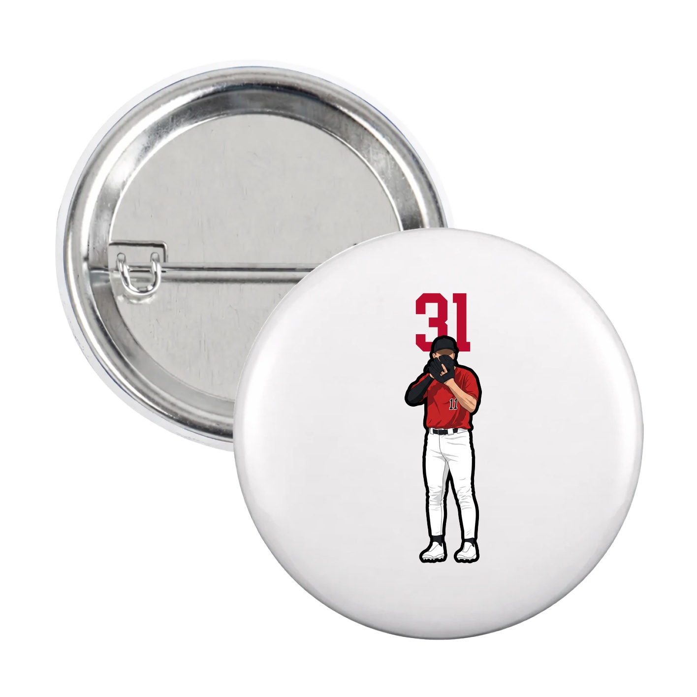 Game Day Button — Number Top in White