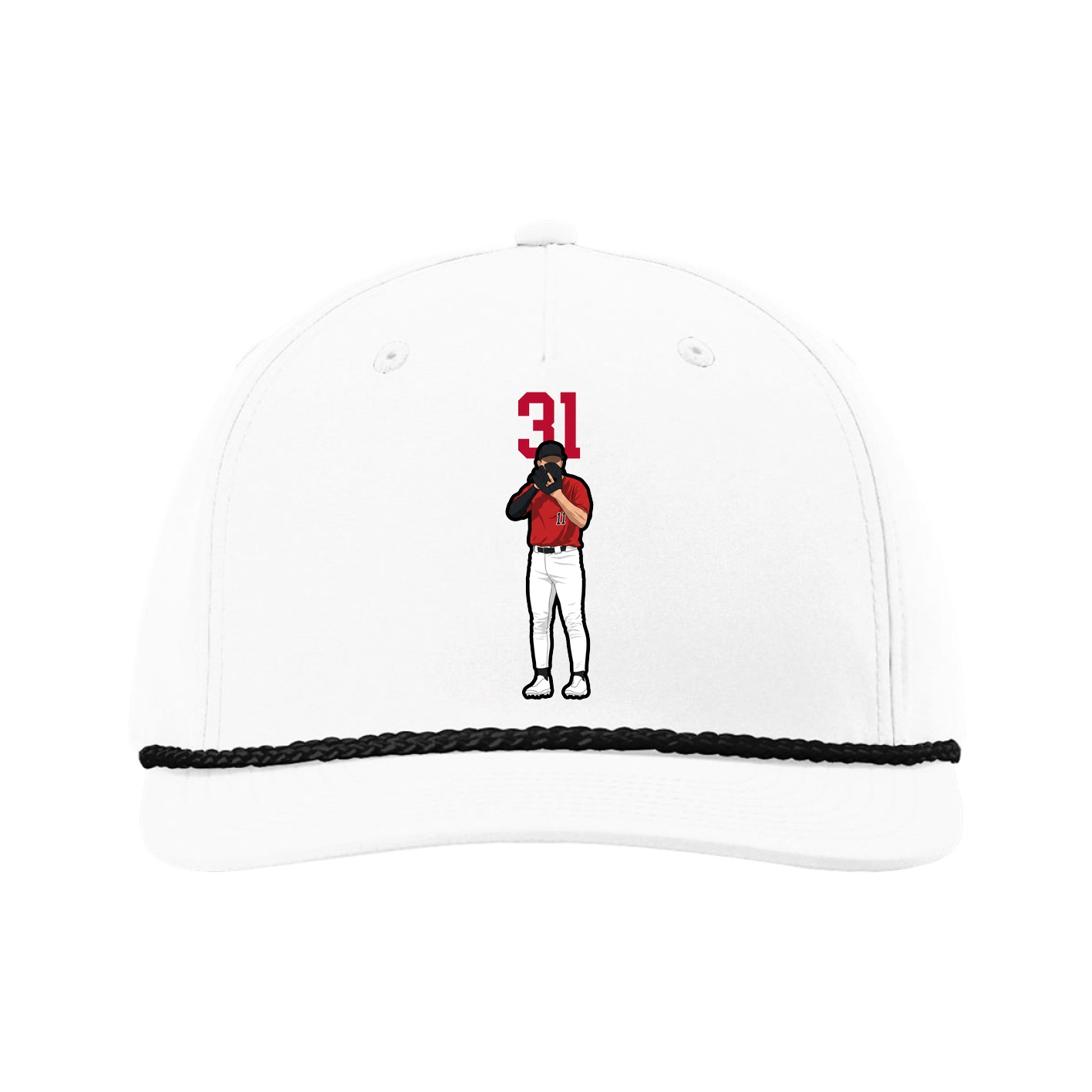 Five-Panel Classic Rope Cap — Number Top in White