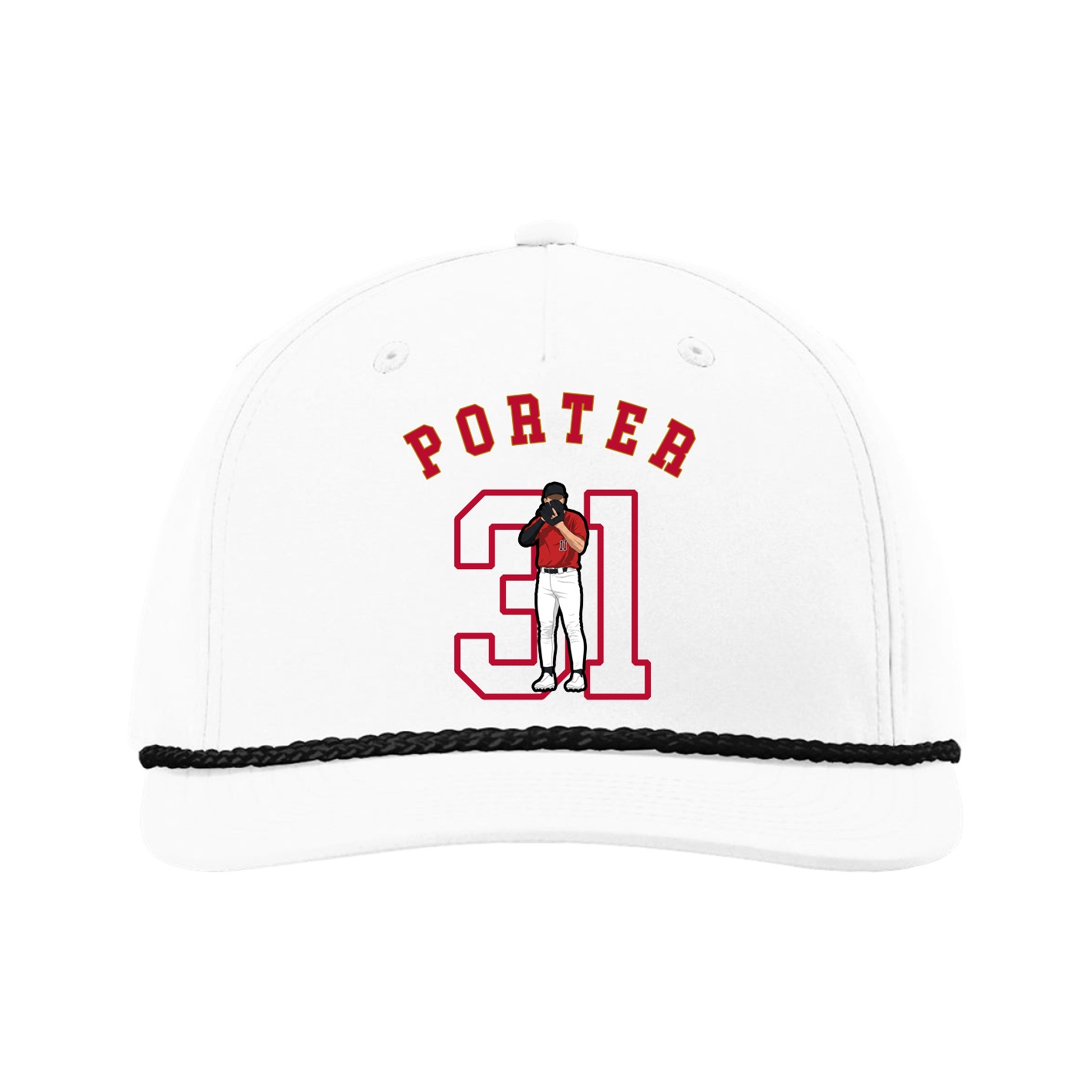 Five-Panel Classic Rope Cap — Shirsey Arch in White