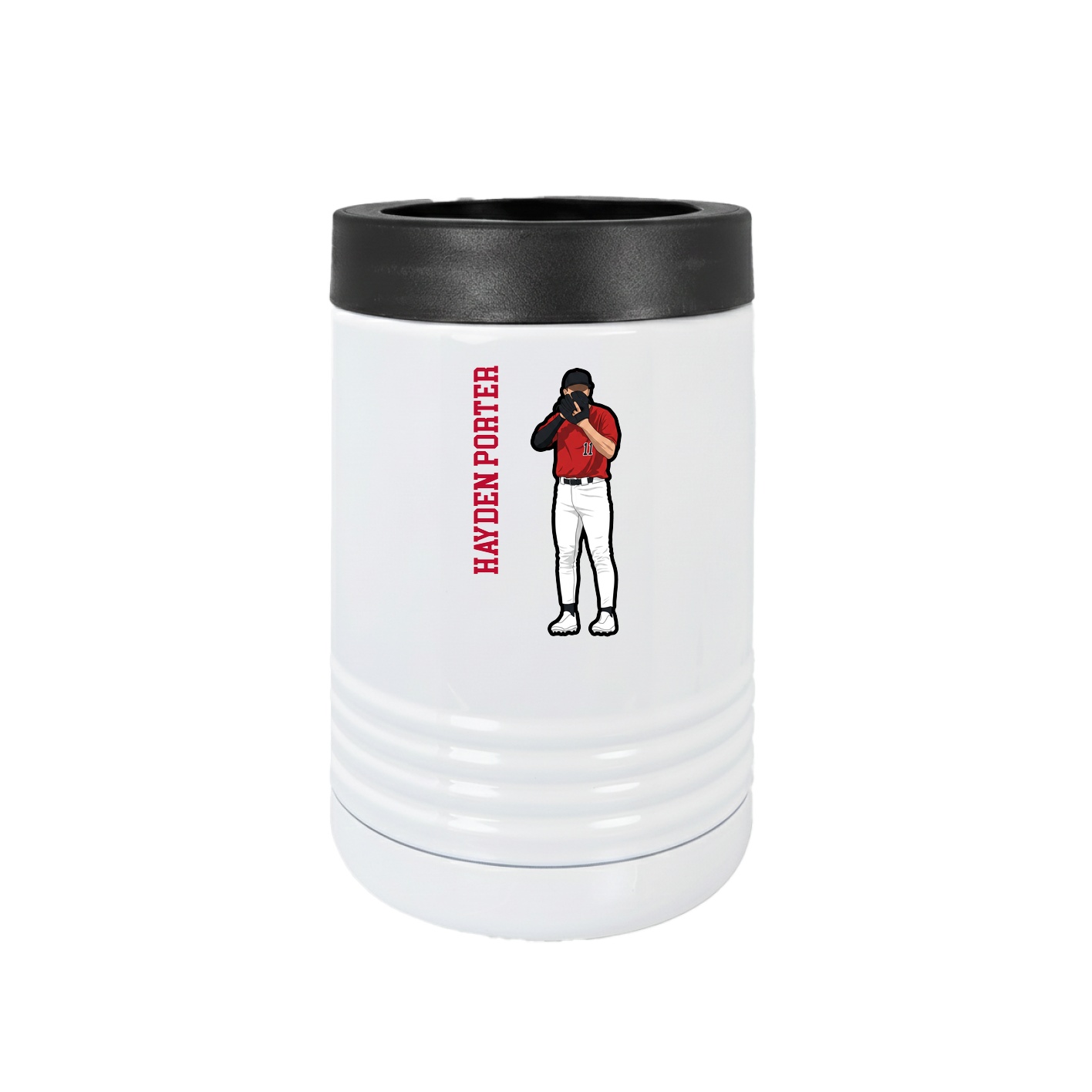 Beverage Holder — Name Vertical in White