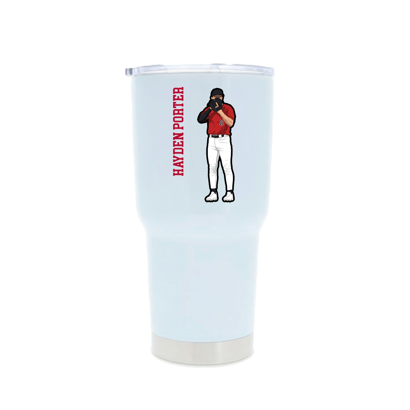 30oz Stainless Steel Tumbler — Name Vertical in White