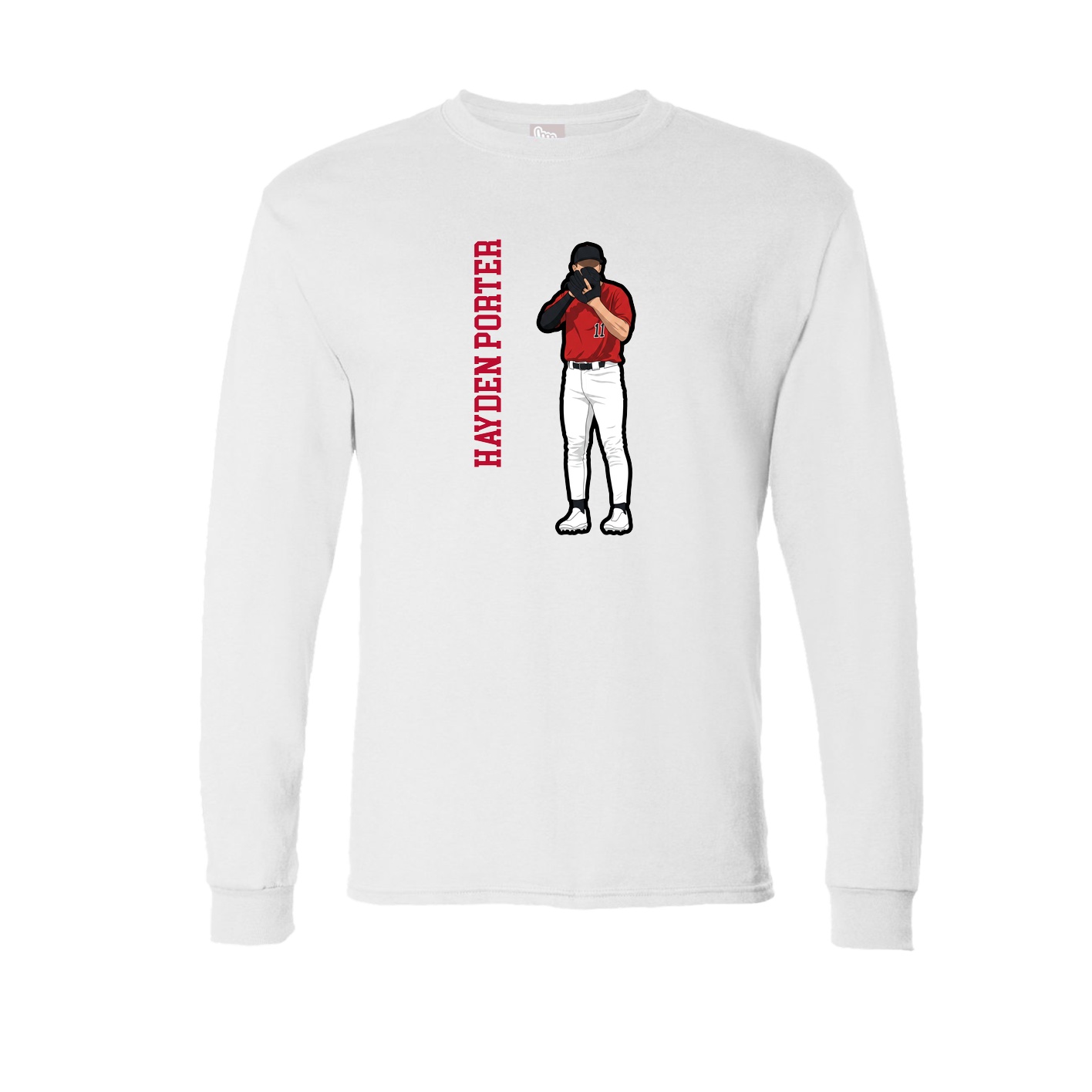 Long Sleeve Tee — Name Vertical in White