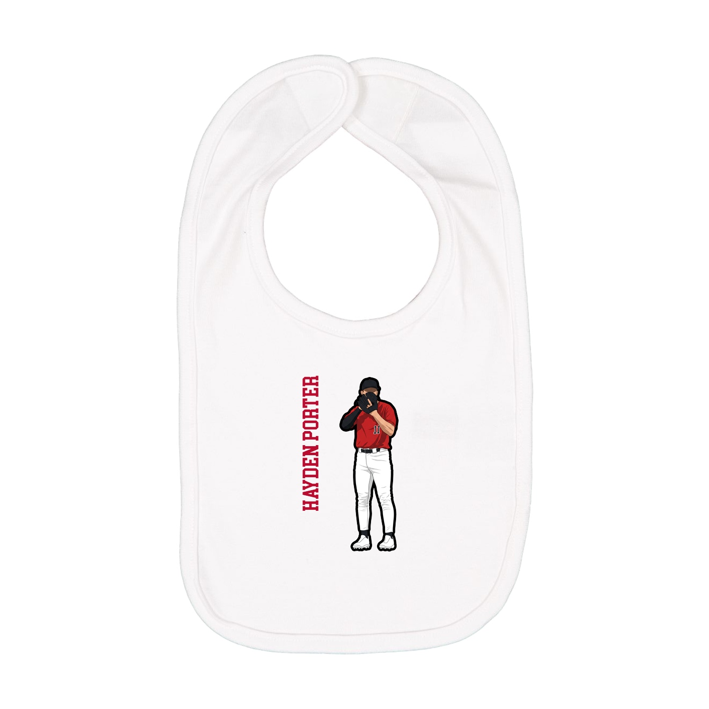 Infant Bib — Name Vertical in White