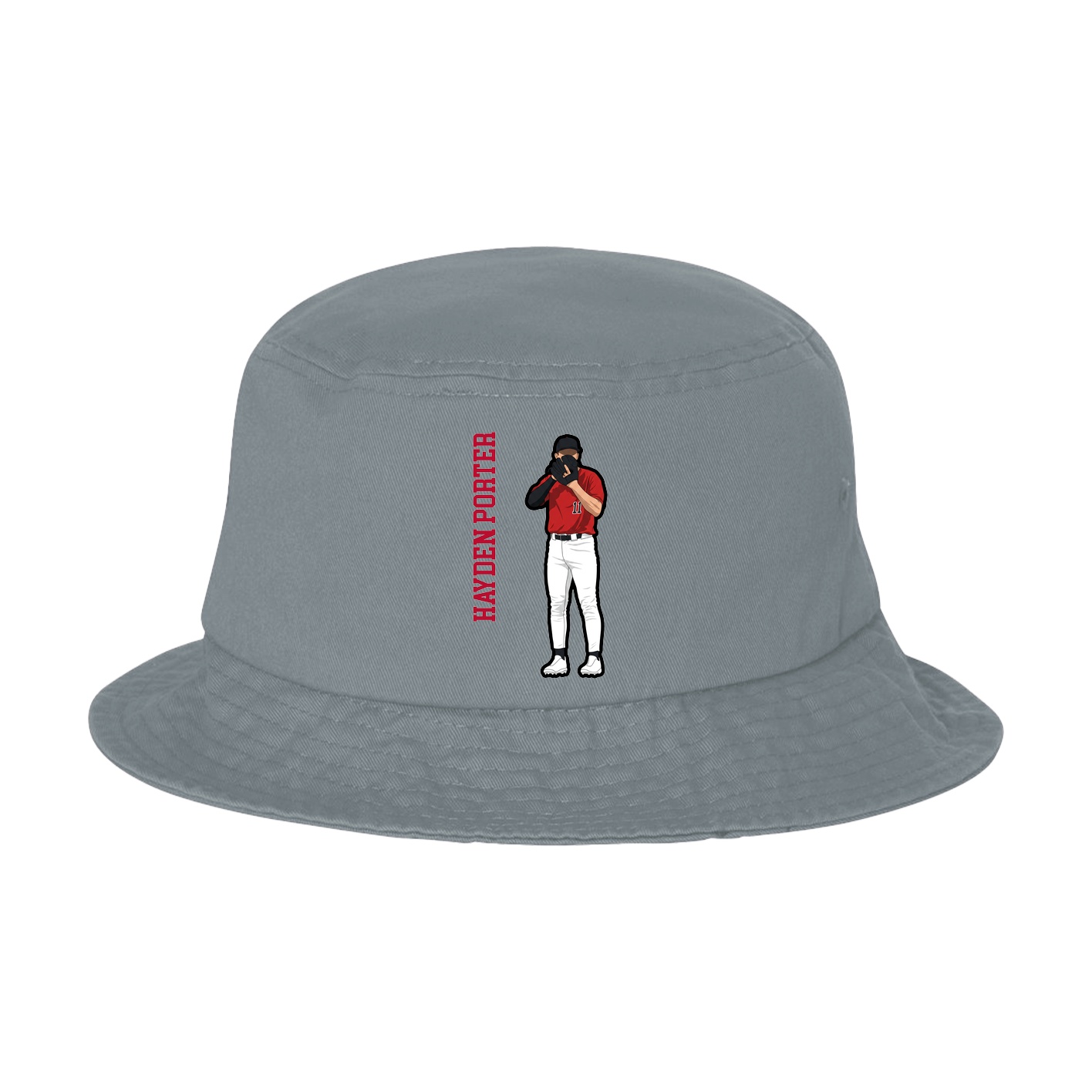 Bucket Cap — Name Vertical in Grey