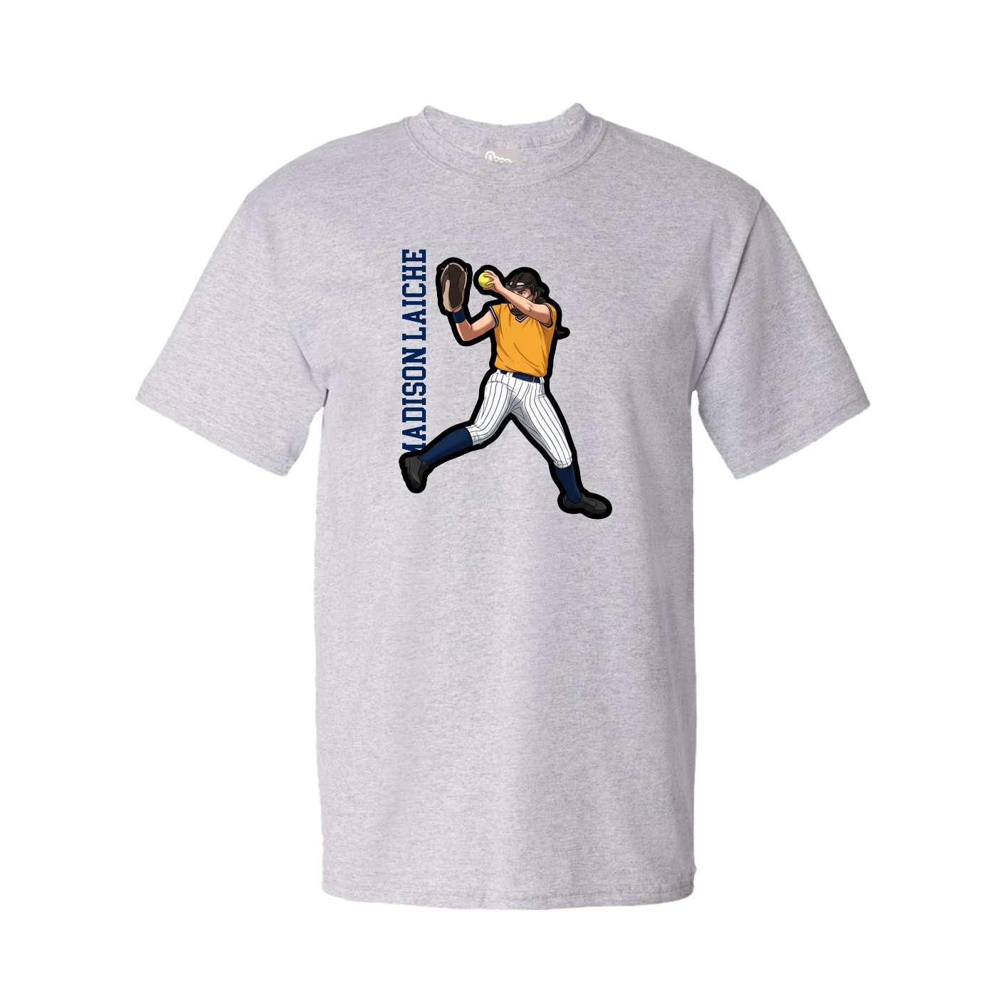 Youth Tee — Name Vertical in Grey