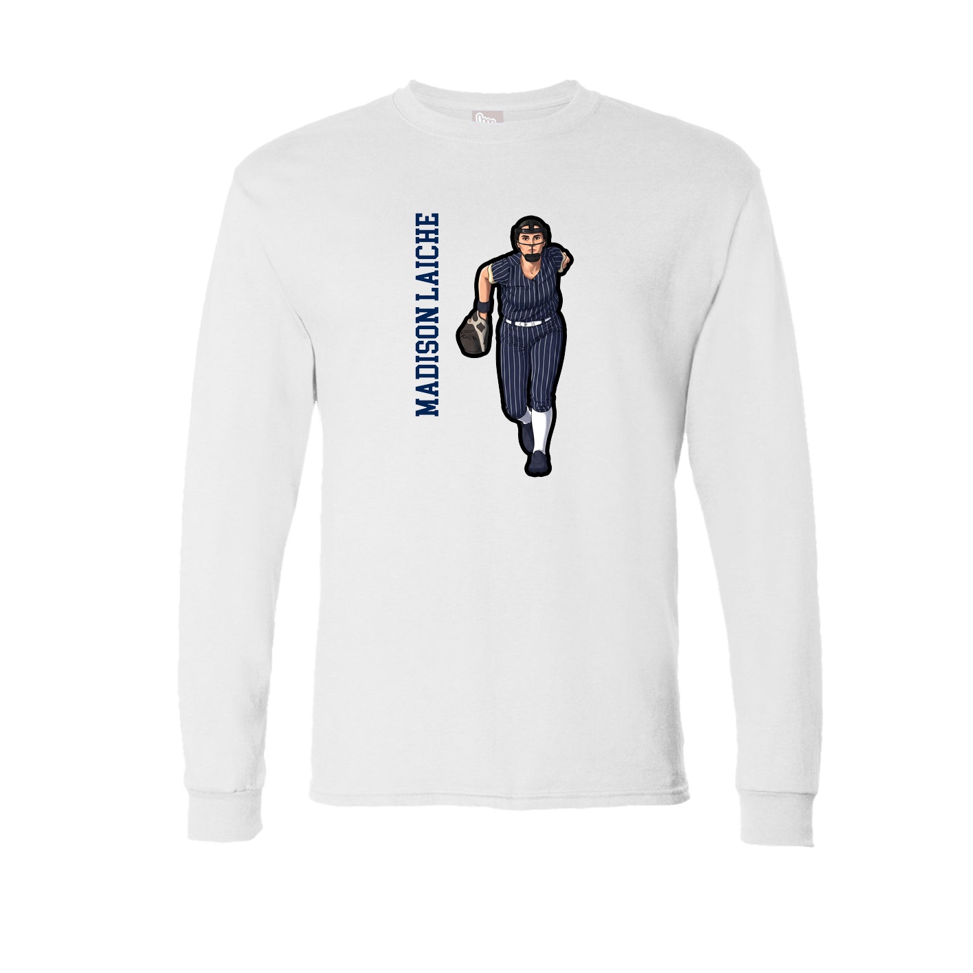 Long Sleeve Tee — Name Vertical in White