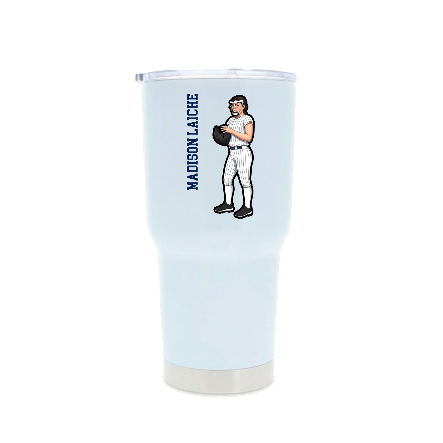 30oz Stainless Steel Tumbler — Name Vertical in White