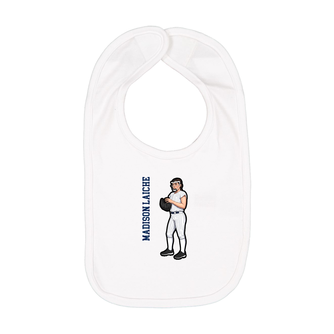 Infant Bib — Name Vertical in White
