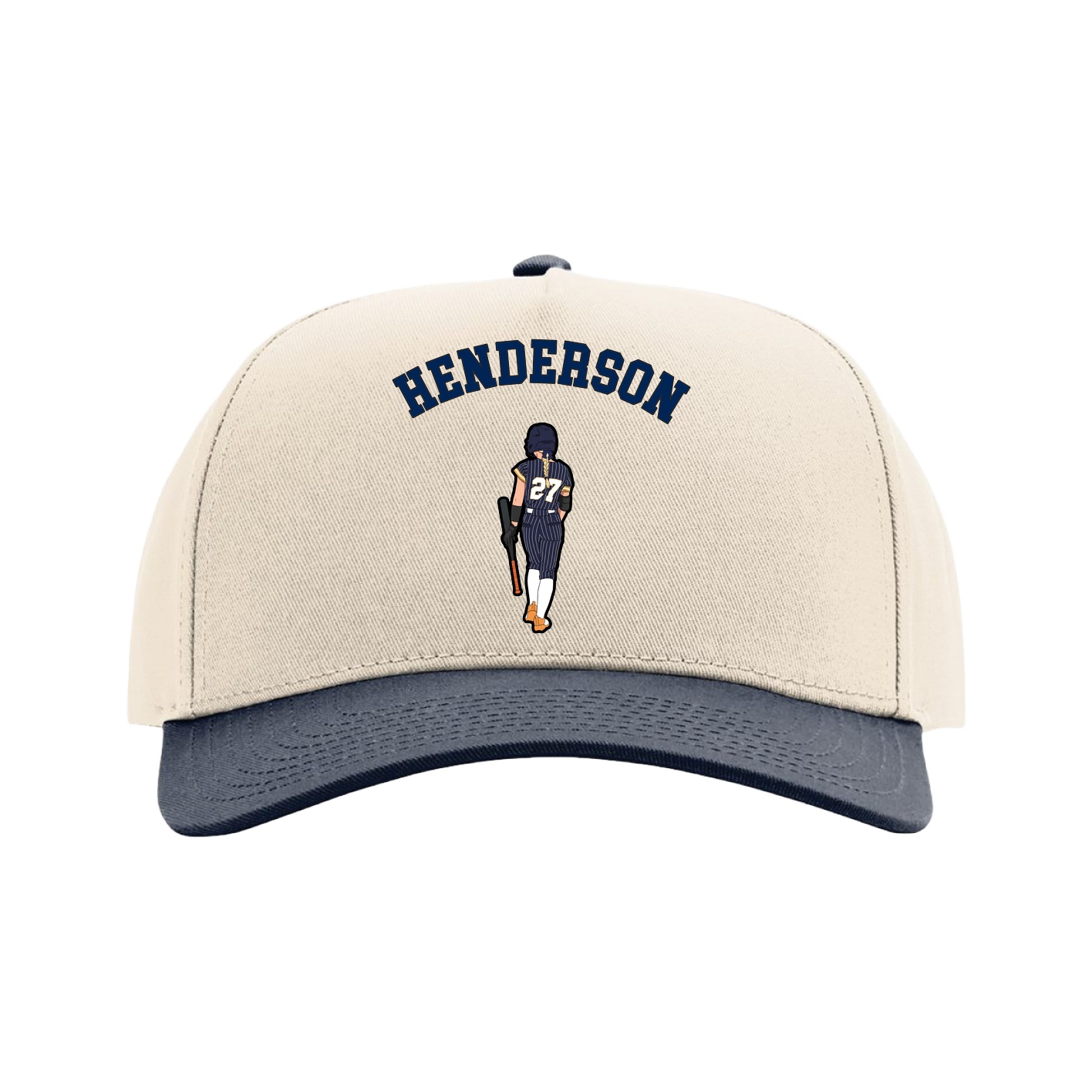 Full Fabric Five-Panel Champ Cap — Shirsey Arch in Cream/Navy
