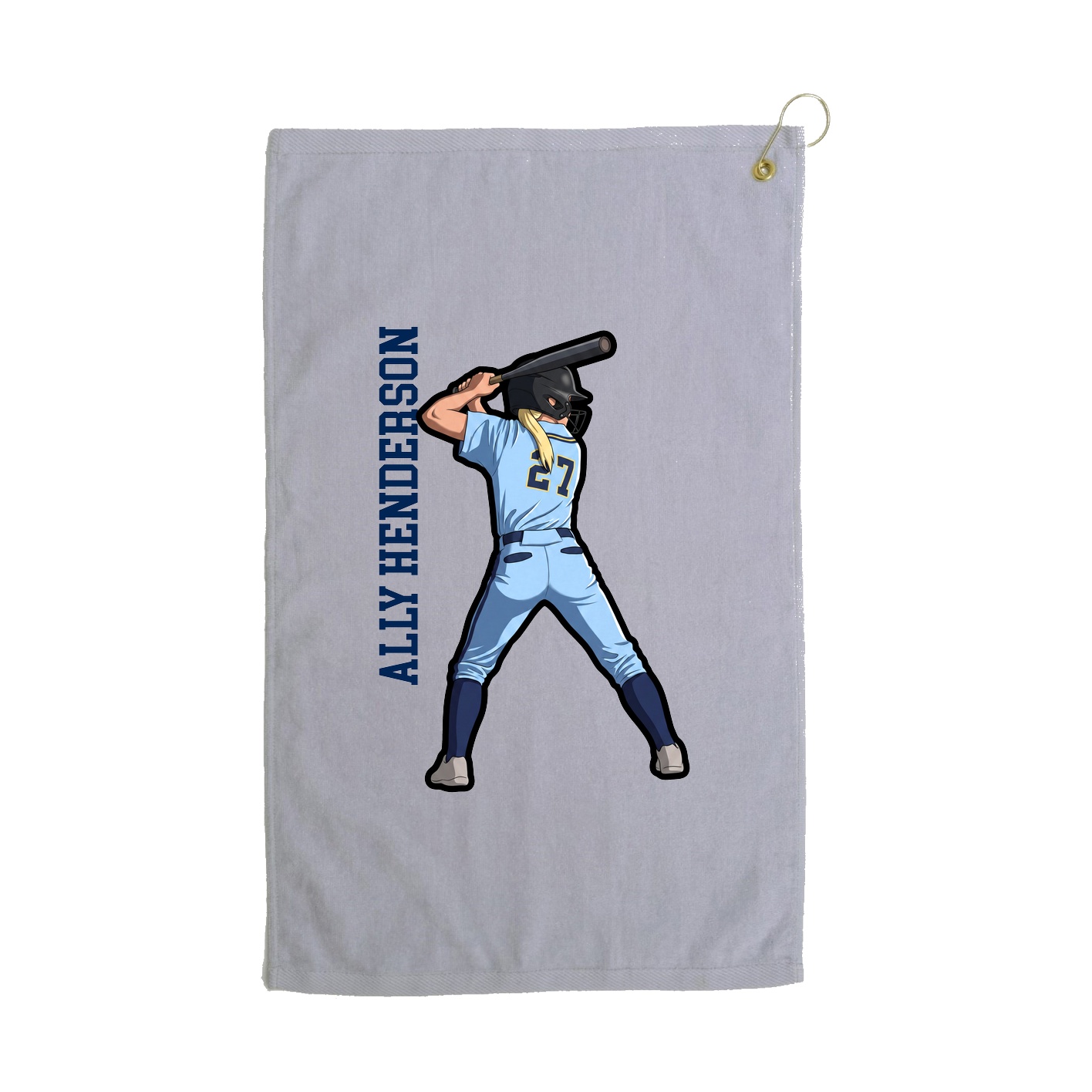 Golf Towel — Name Vertical in Grey