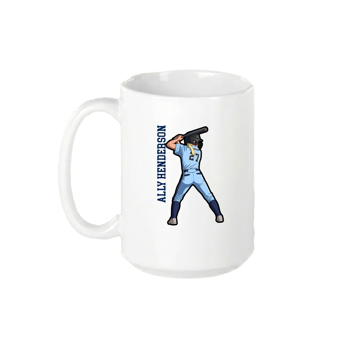 15oz Coffee Mug — Name Vertical in White