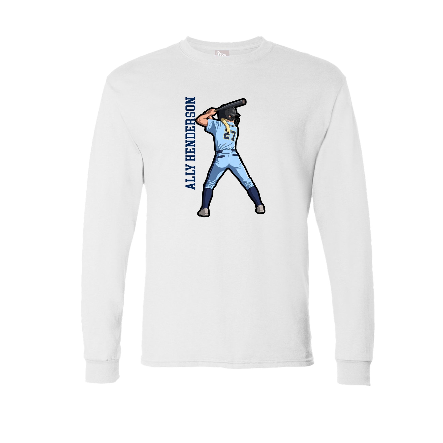 Long Sleeve Tee — Name Vertical in White