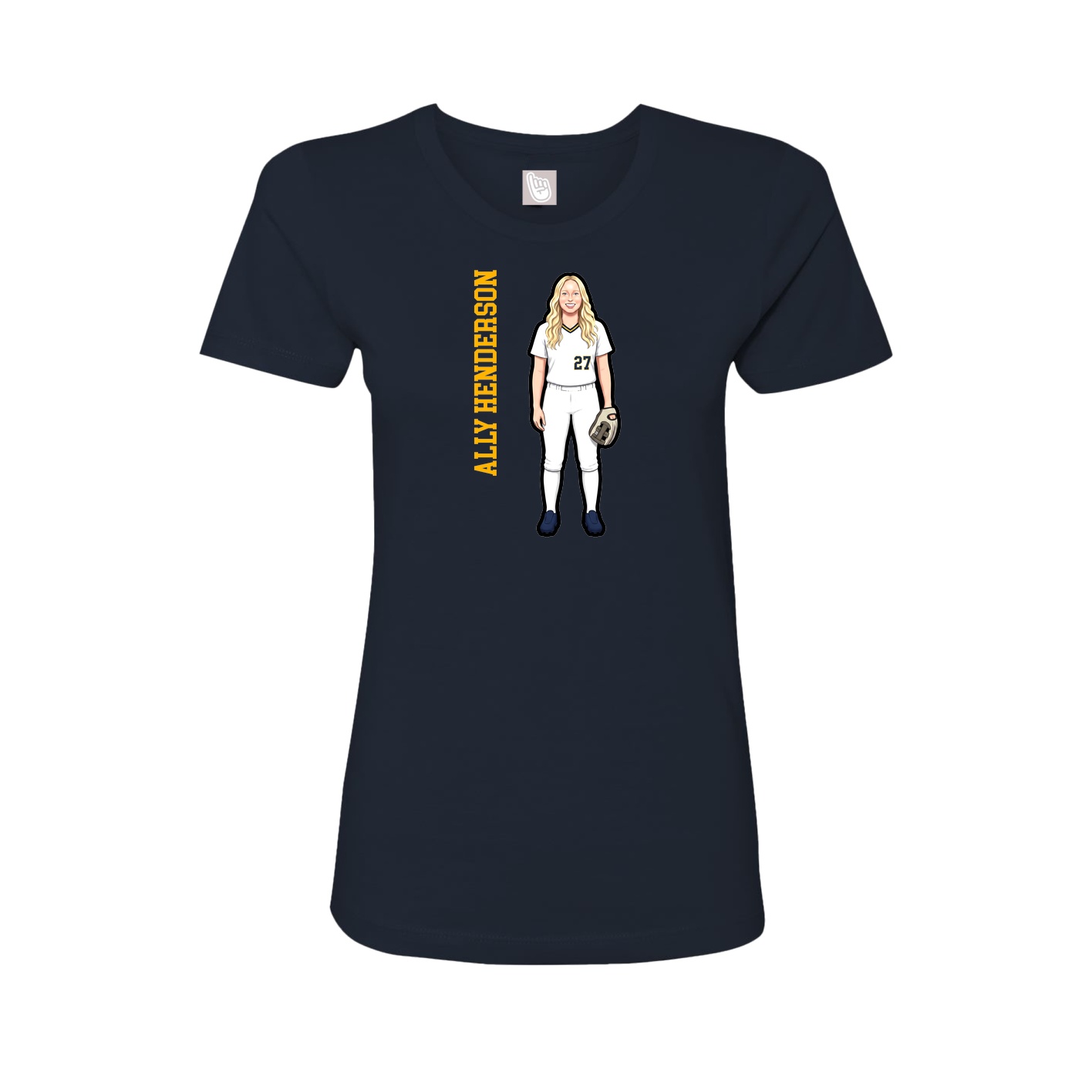 Womens Tee — Name Vertical in Navy