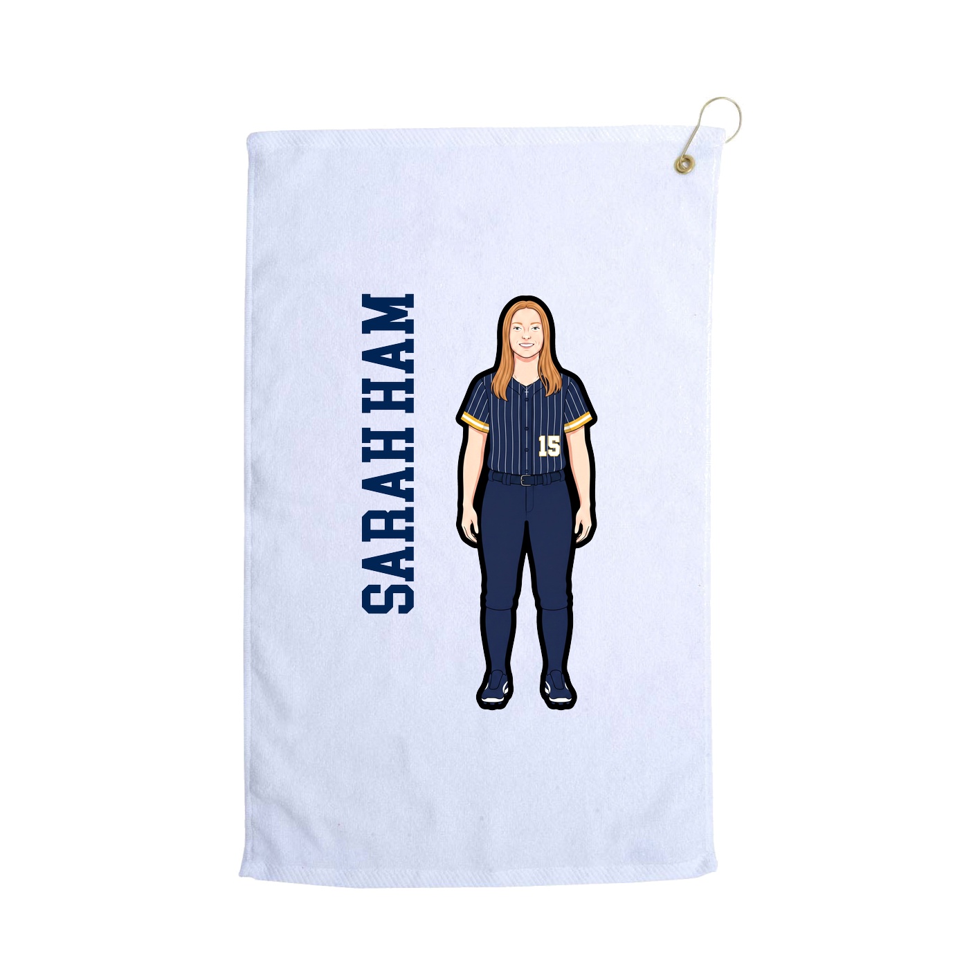 Golf Towel — Name Vertical in White