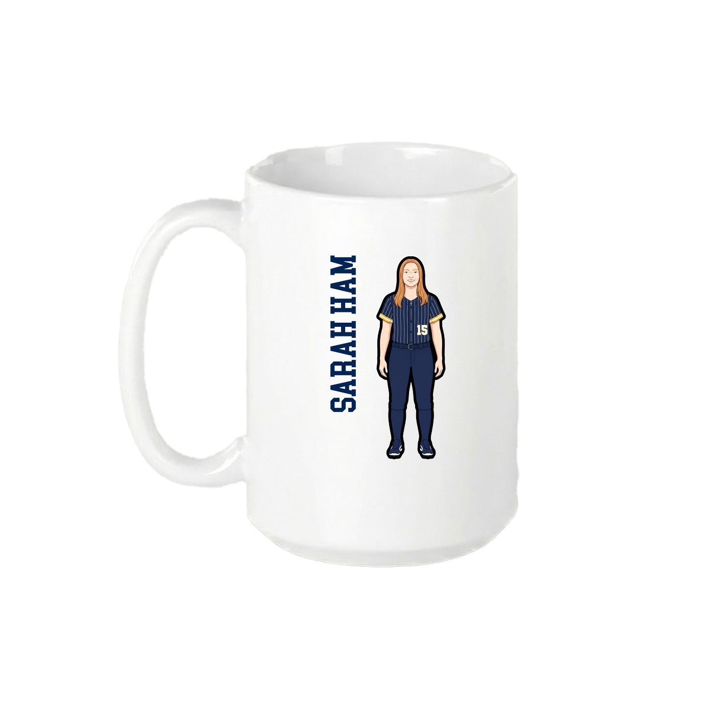 15oz Coffee Mug — Name Vertical in White