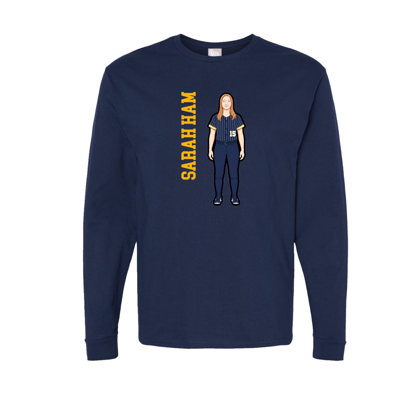 Long Sleeve Tee — Name Vertical in Navy