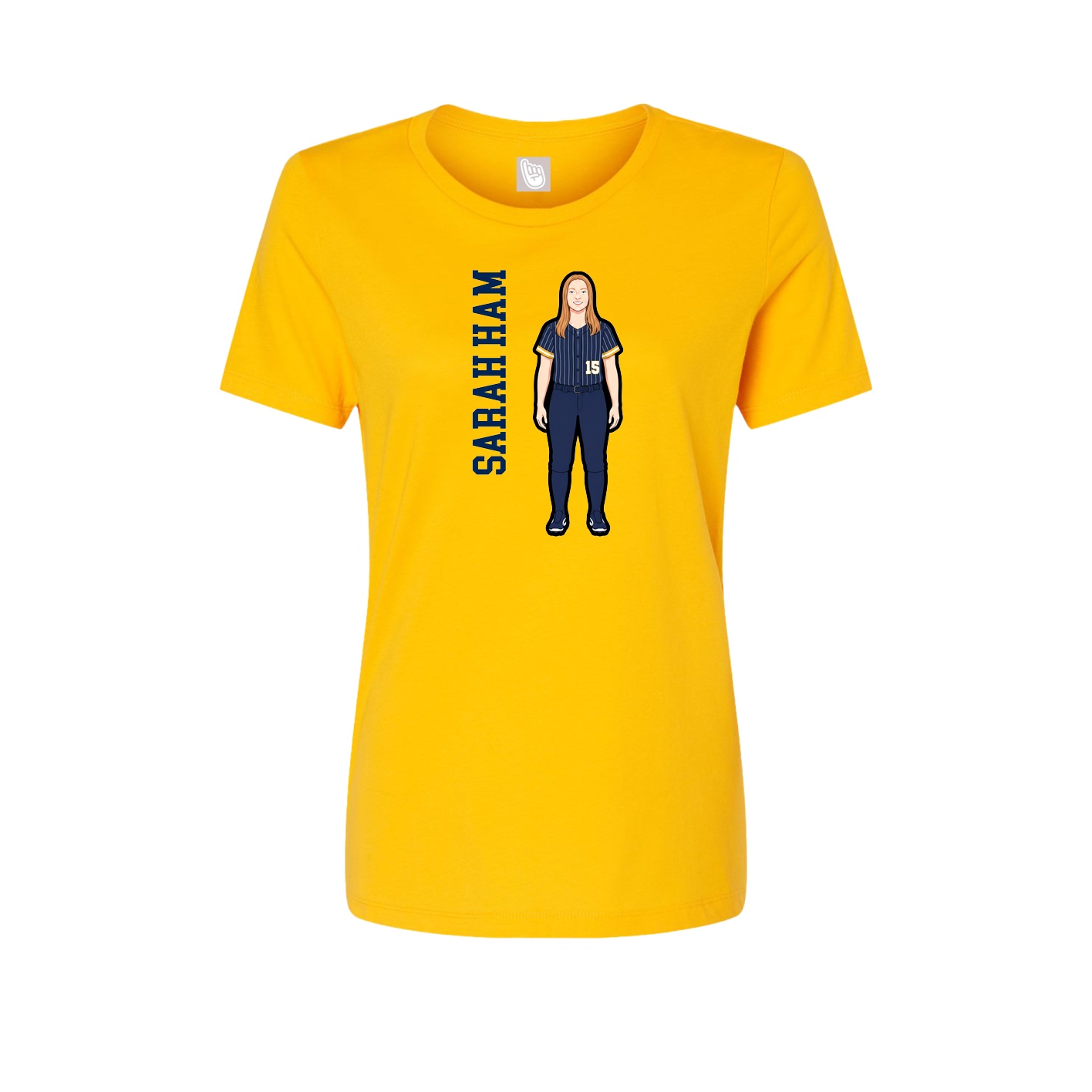 Fitted Women's Tee — Name Vertical in Gold