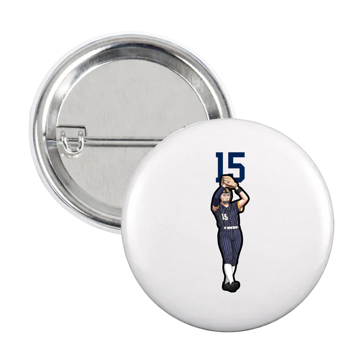 Game Day Button — Number Top in White
