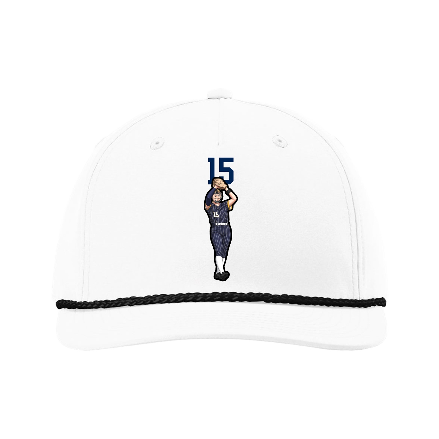 Five-Panel Classic Rope Cap — Number Top in White