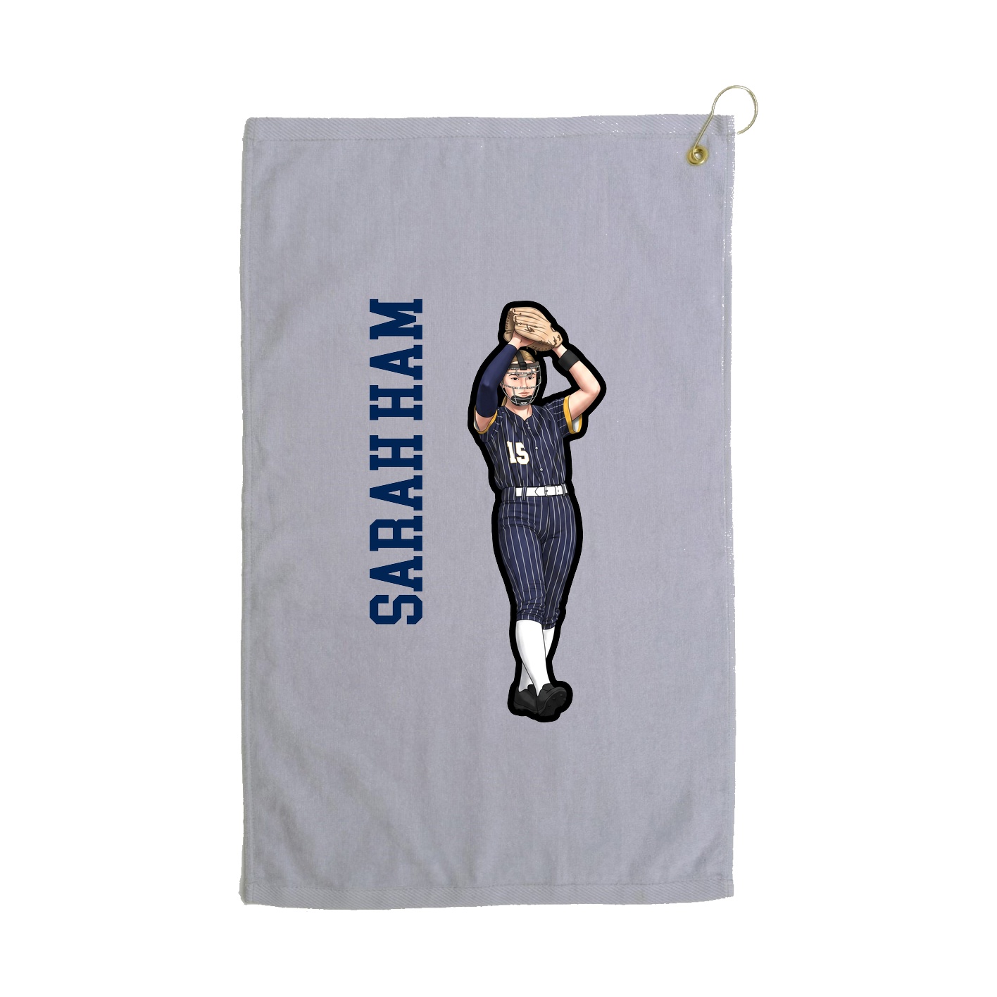 Golf Towel — Name Vertical in Grey