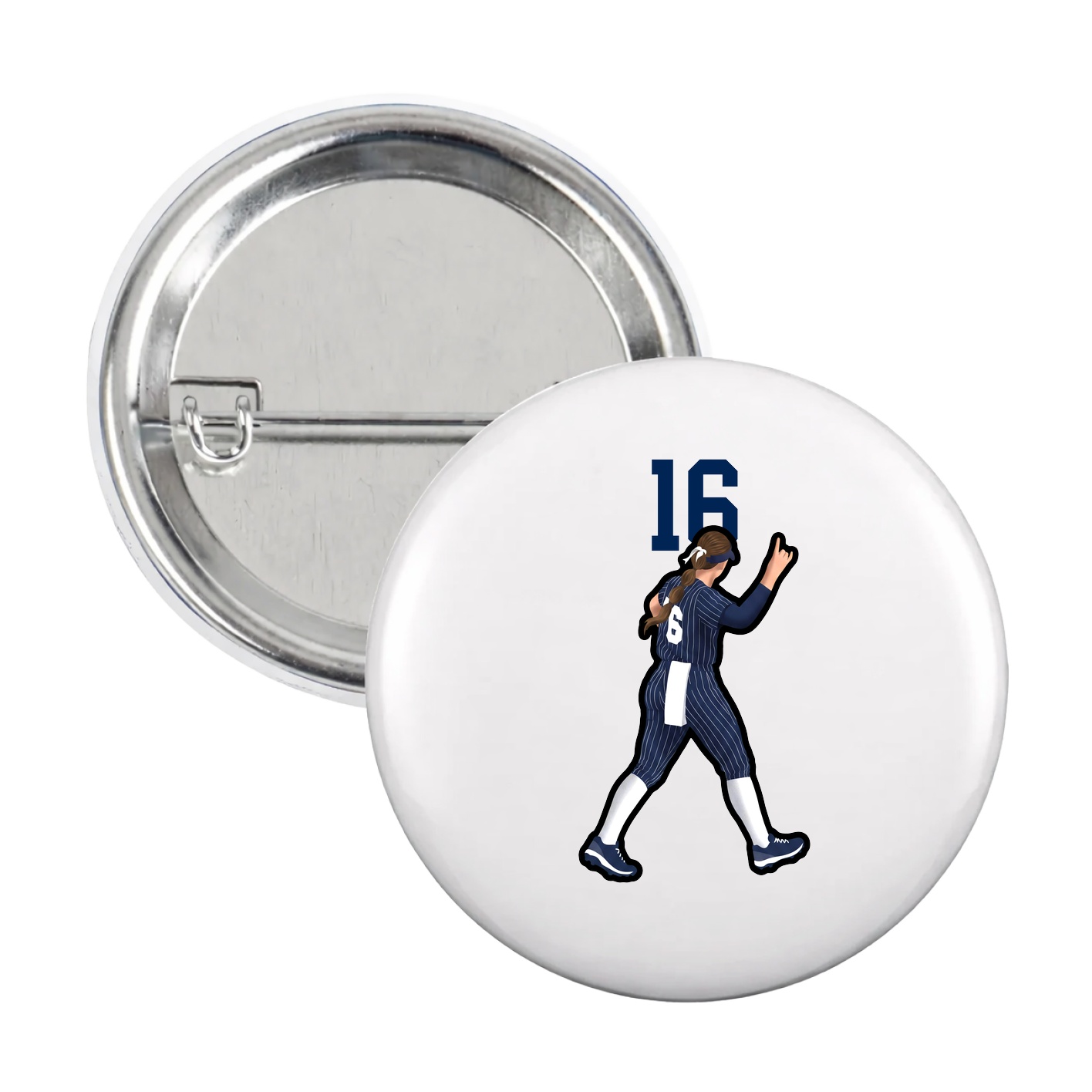 Game Day Button — Number Top in White