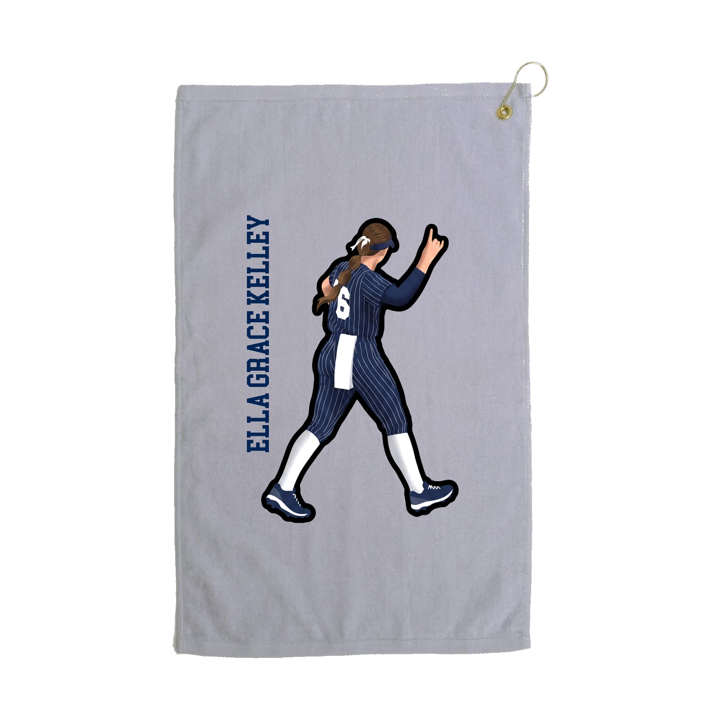 Golf Towel — Name Vertical in Grey