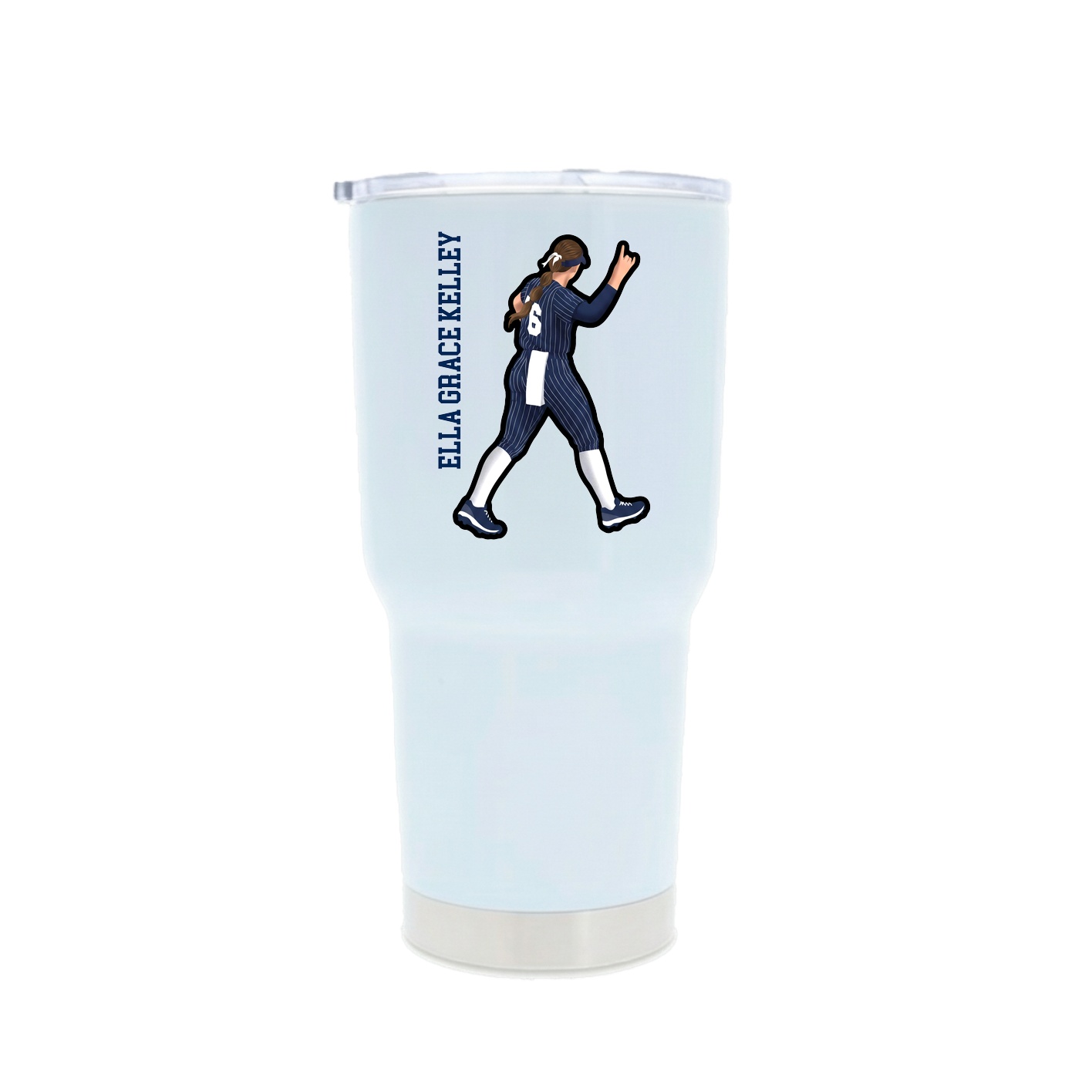 30oz Stainless Steel Tumbler — Name Vertical in White