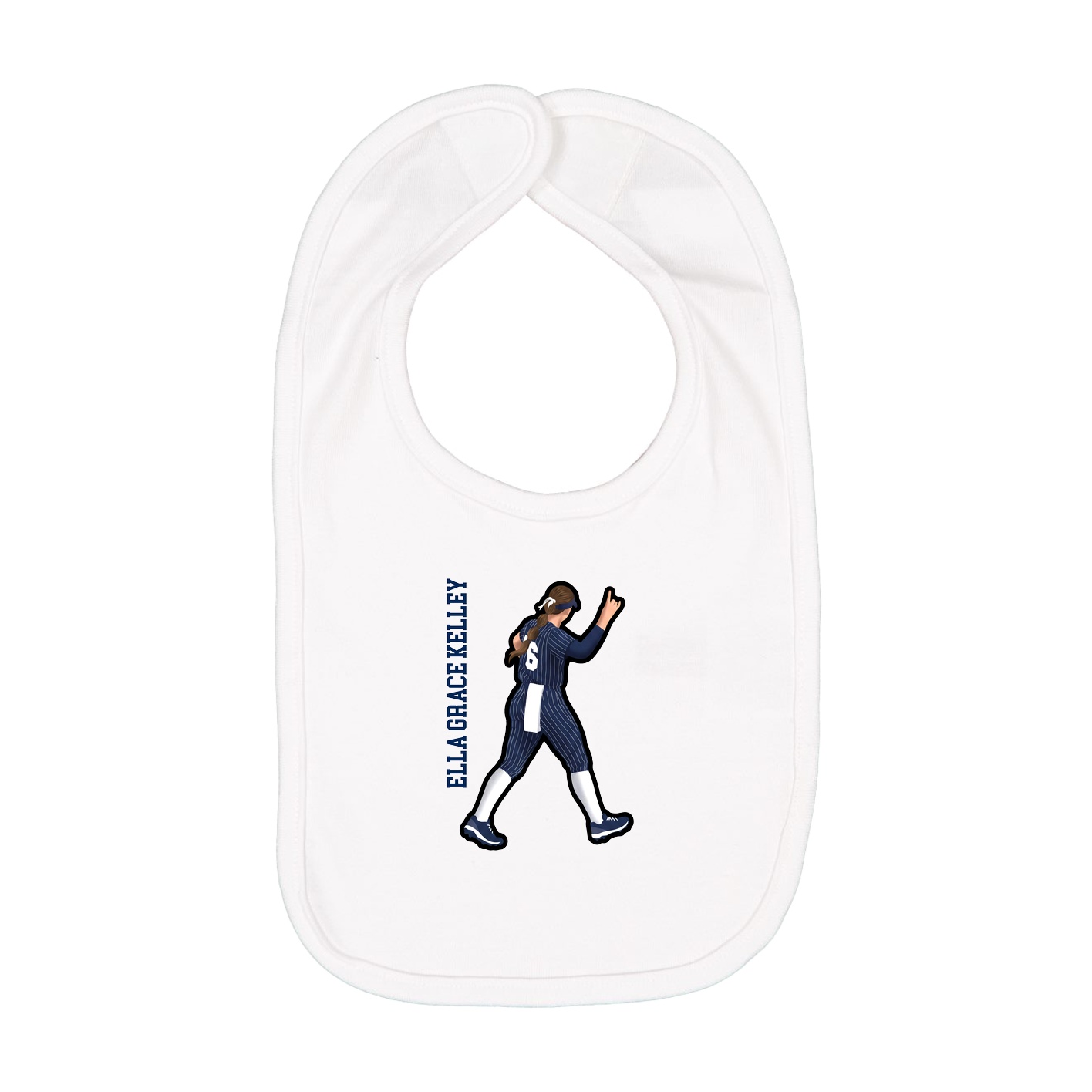 Infant Bib — Name Vertical in White
