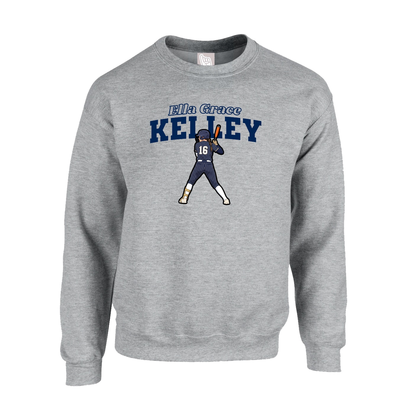 Fleece Crew — Name Arch in Grey
