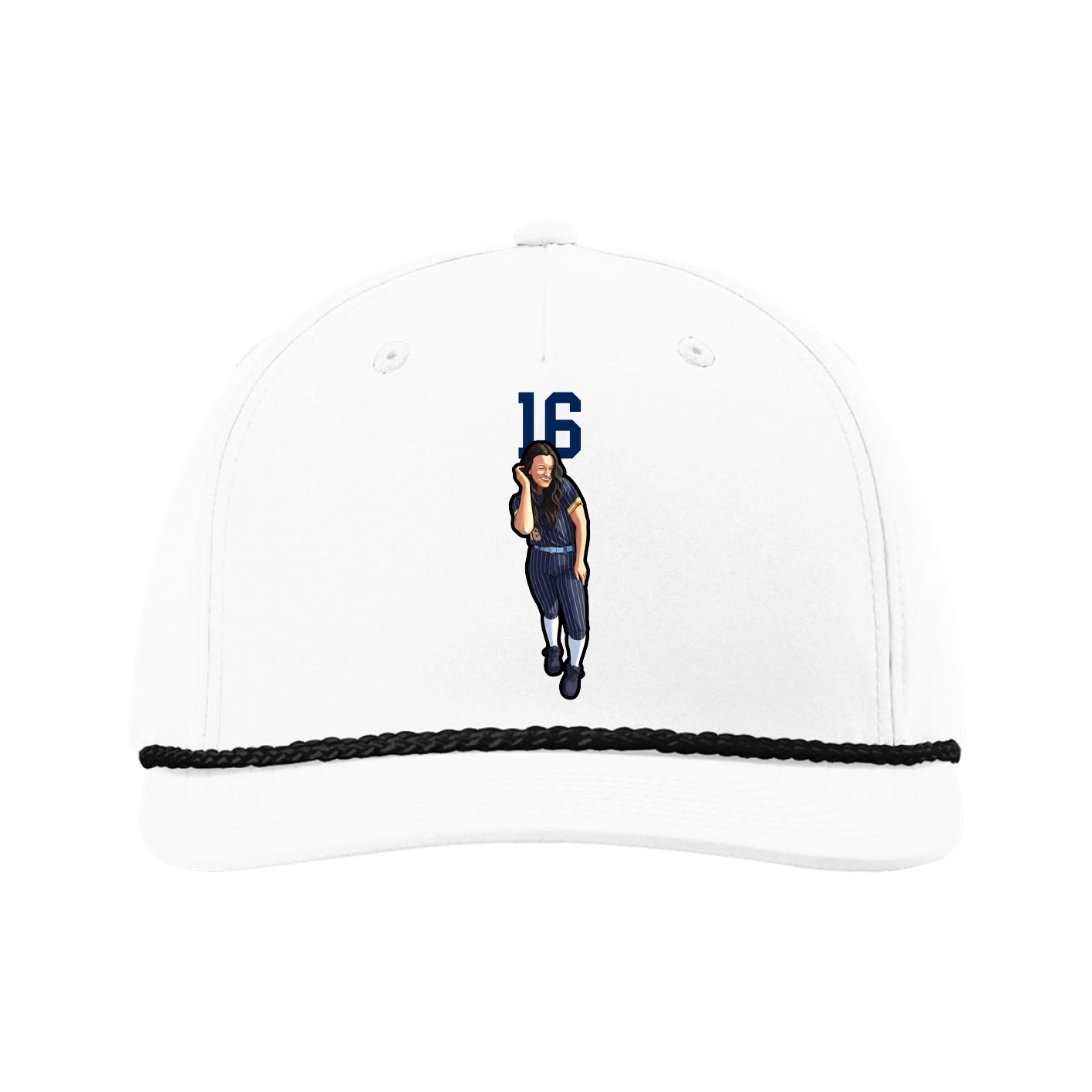 Five-Panel Classic Rope Cap — Number Top in White
